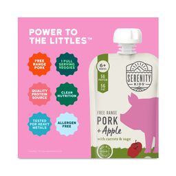 Baby Food Pouches, Free Range Pork + Apple with Carrots & Sage
