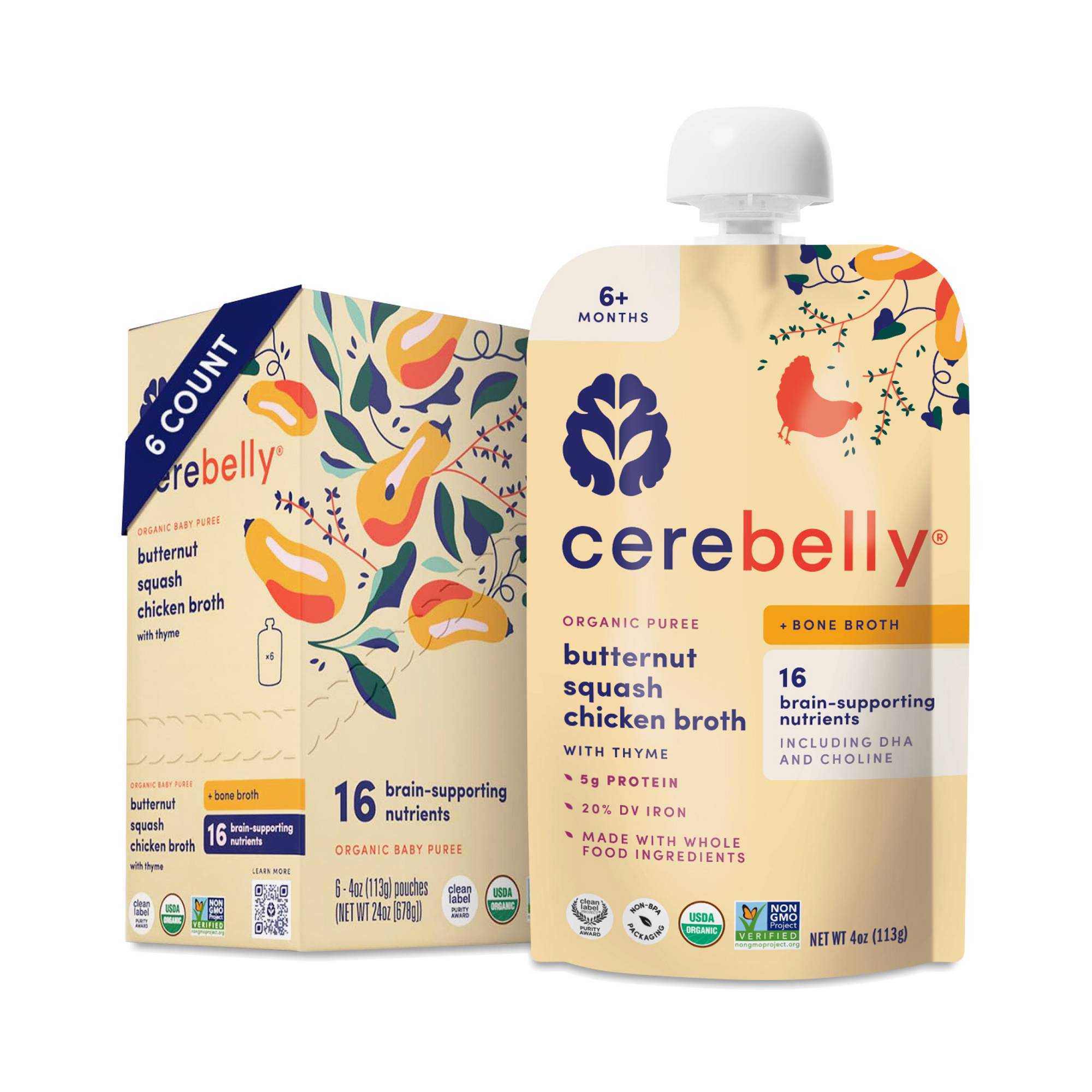 Organic Baby Food, Butternut Squash Chicken Broth