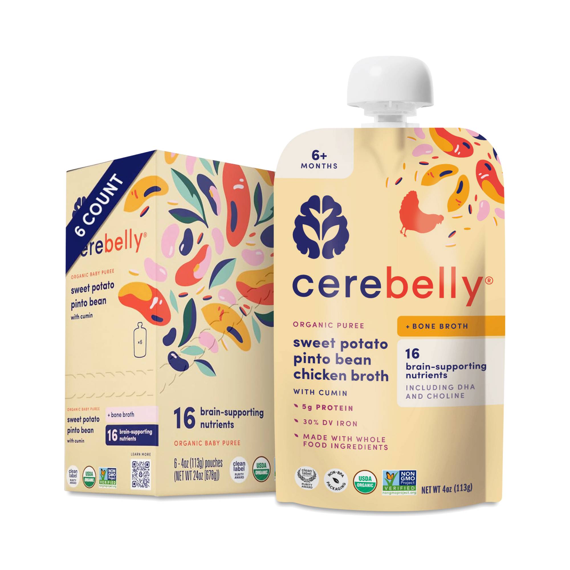 Organic Baby Food, Sweet Potato Pinto Bean Chicken Broth