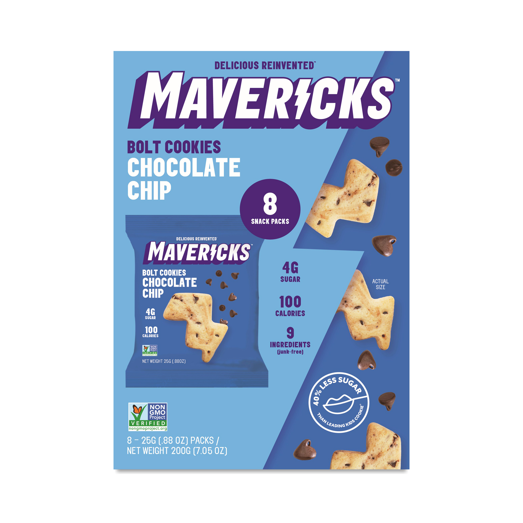 Mavericks Snacks Bolt Cookies Snack Packs, Chocolate Chip | Thrive