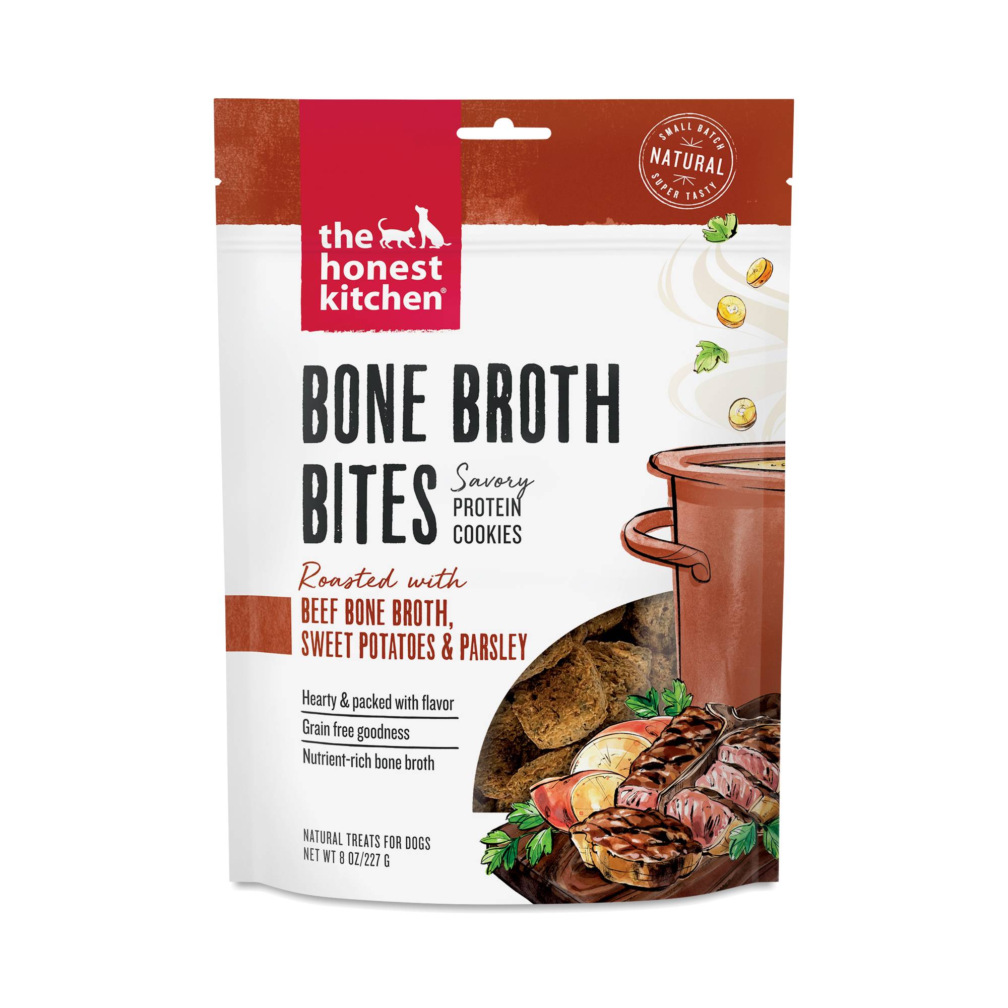 Bone Broth Bites Dog Treats, Beef Bone Broth, Sweet Potatoes, & Parsley