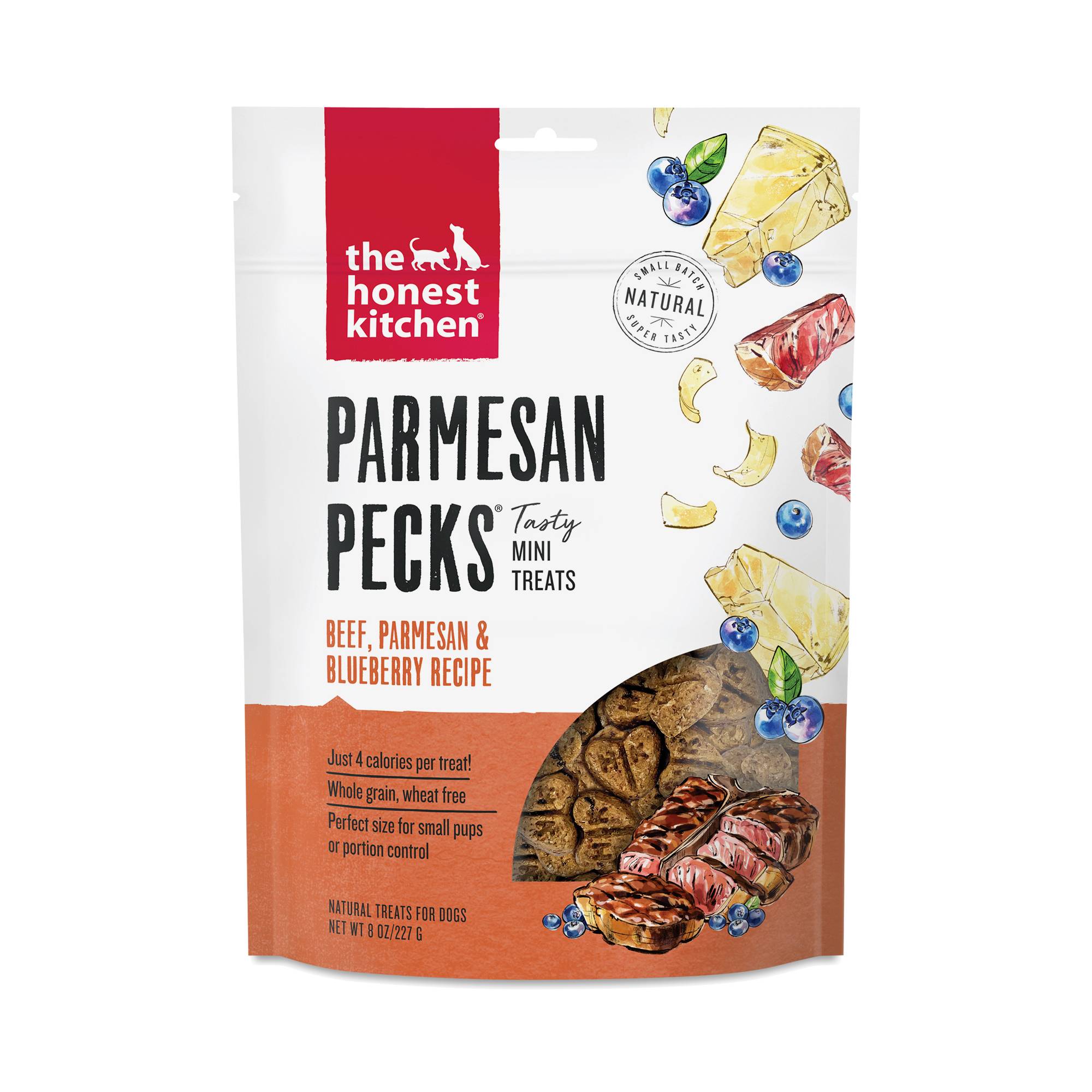 Parmesan Pecks Dog Treats, Beef, Parmesan & Blueberry