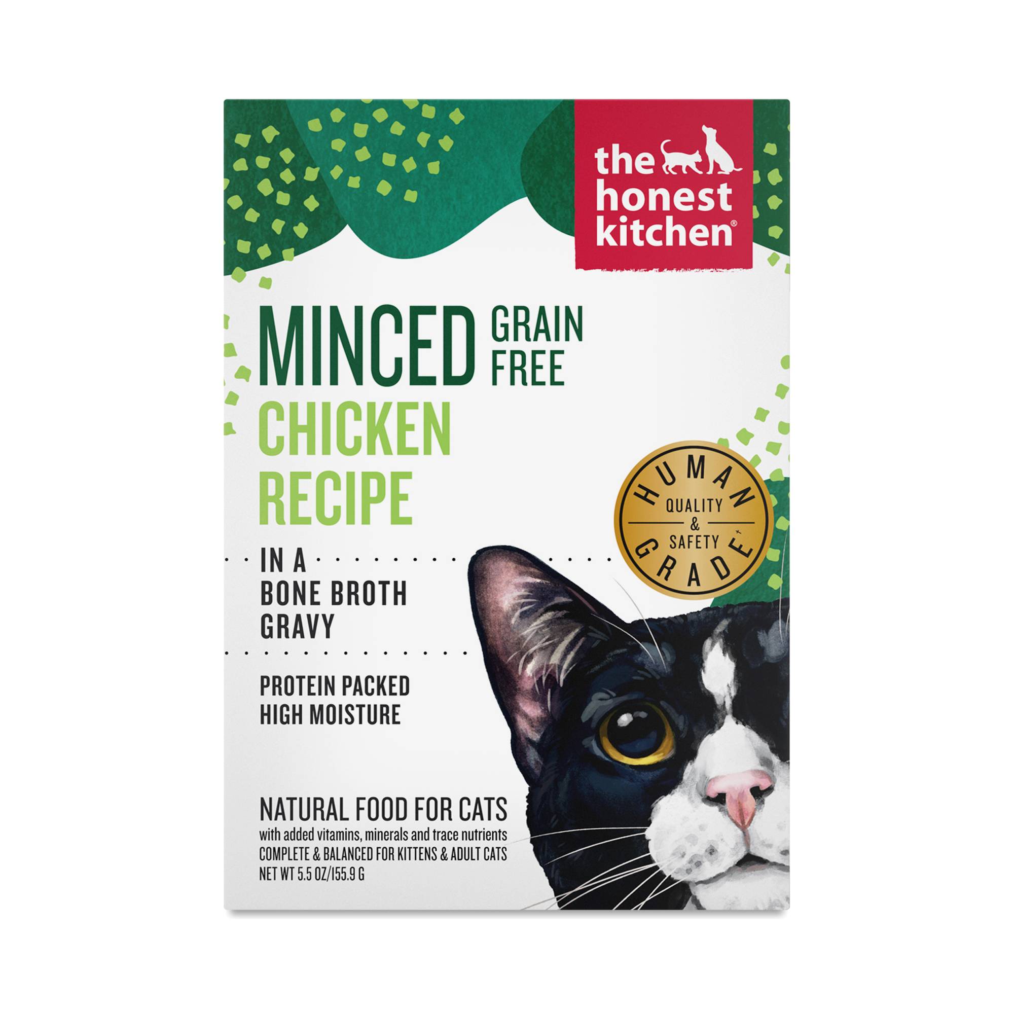 Grain Free Wet Cat Food, Minced Chicken in Bone Broth Gravy