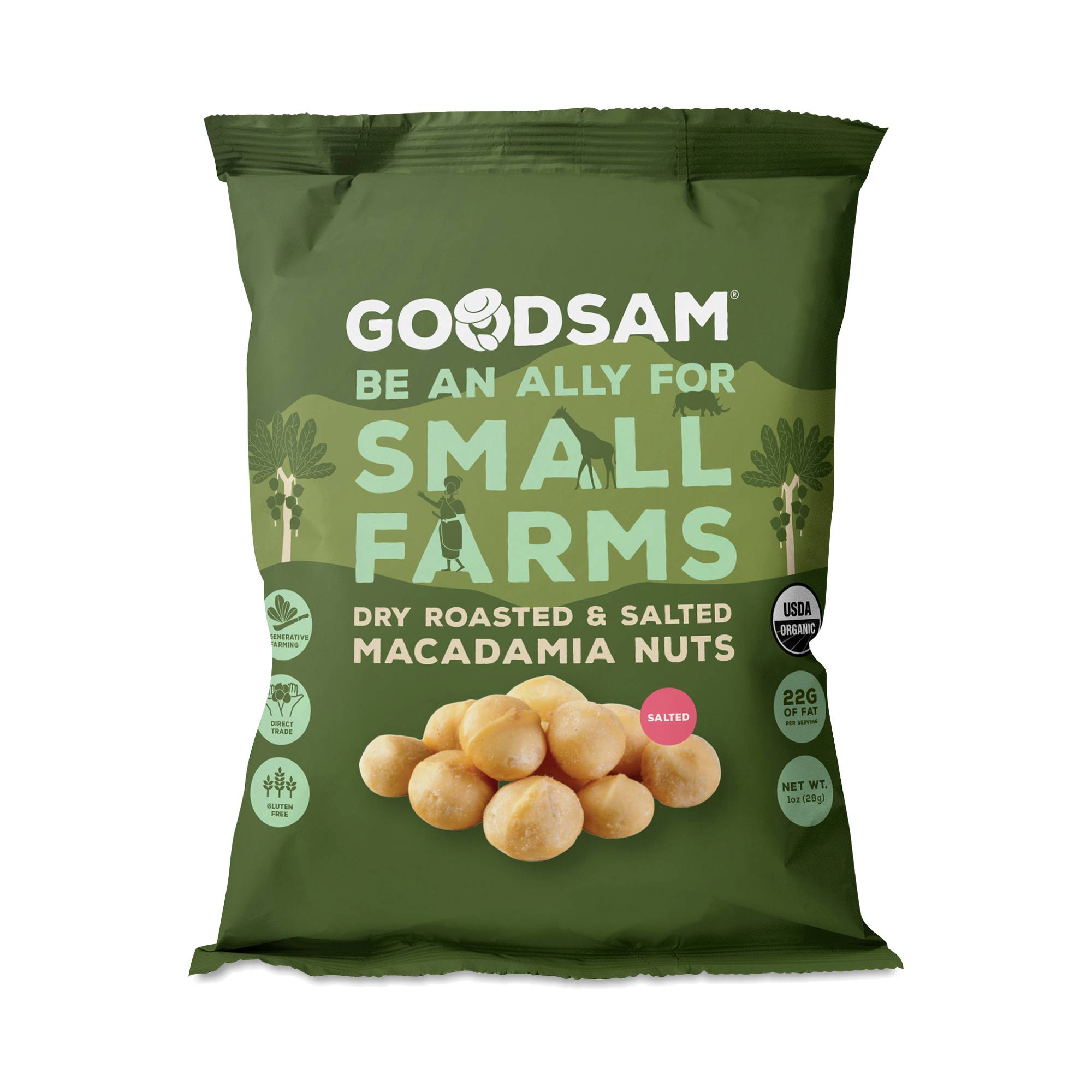 Organic Dry Roasted Macadamia Nuts, Salted, Single Snack Pack