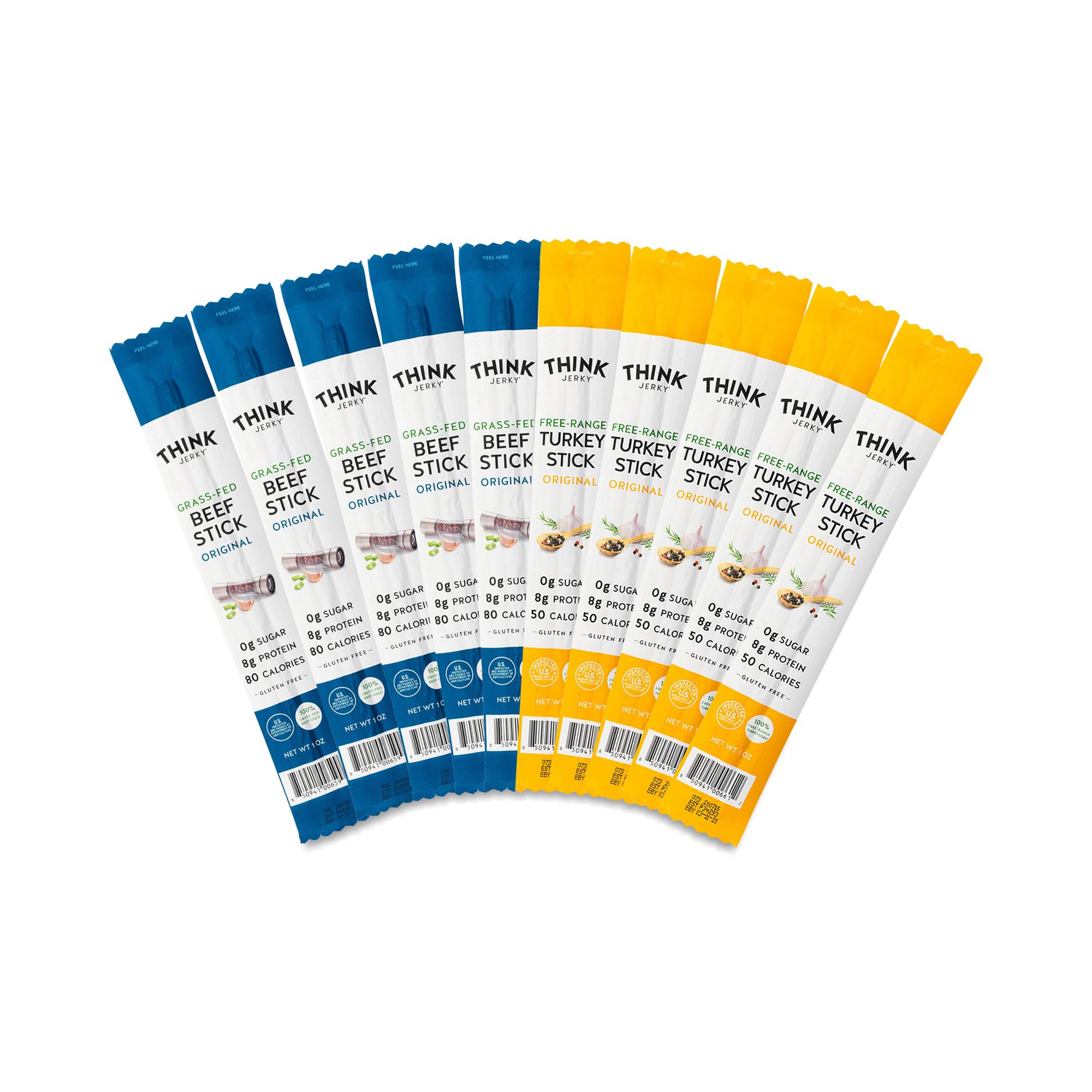 Meat Sticks, Grass-Fed Beef & Free-Range Turkey, Variety Pack