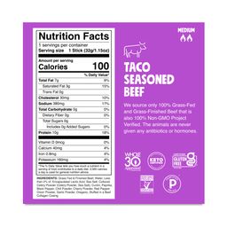 Grass-Fed Beef Sticks, Taco