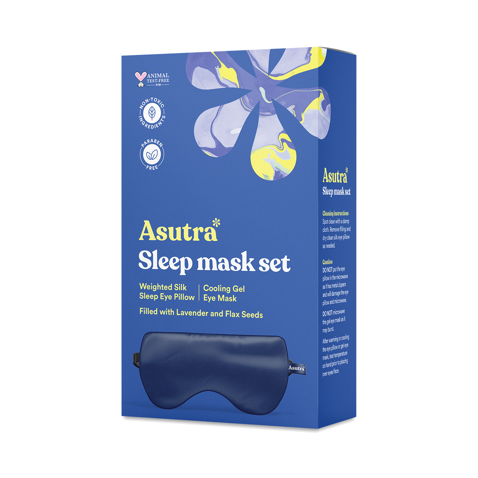 Asutra Weighted Sleep Mask Set with Cooling Gel Mask, Navy