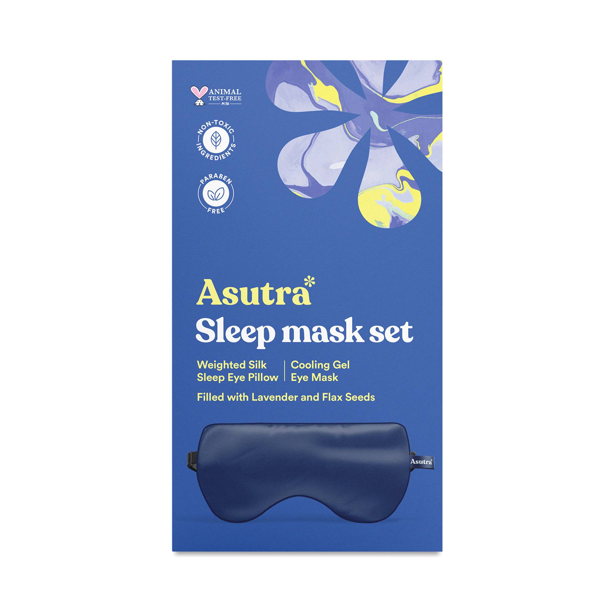 Weighted Sleep Mask Set with Cooling Gel Mask, Navy Blue