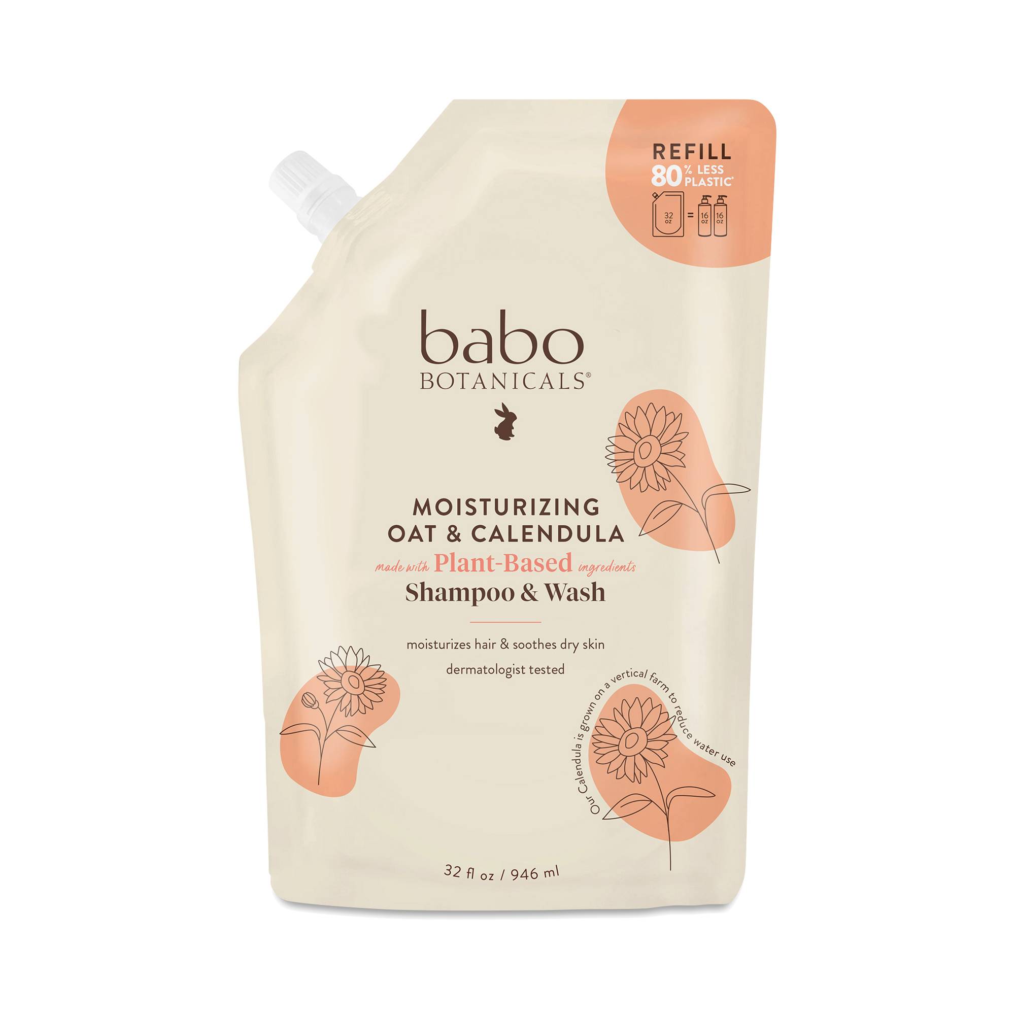 Moisturizing Shampoo & Wash Refill, Oat & Calendula