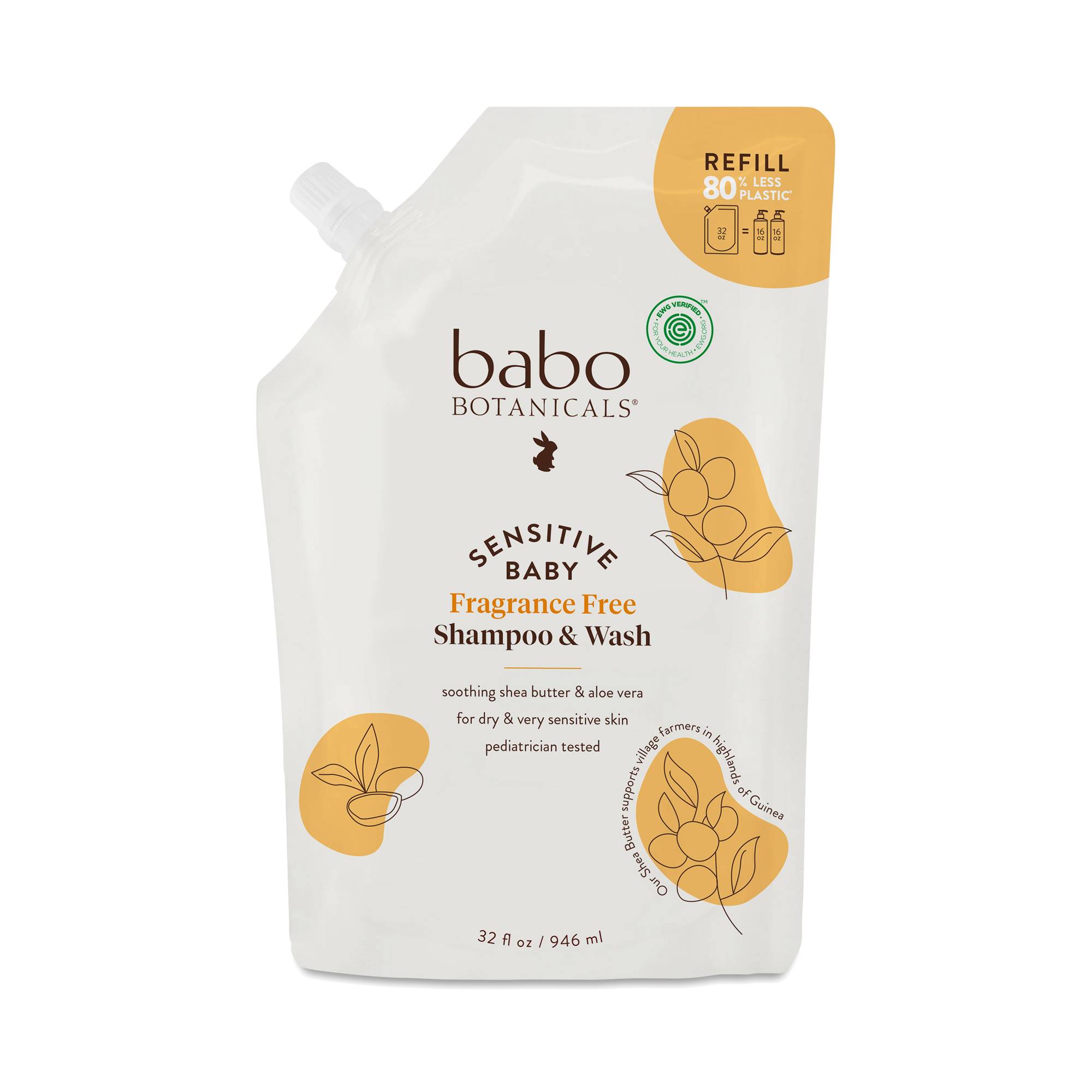 Sensitive Baby Shampoo & Wash Refill, Fragrance Free