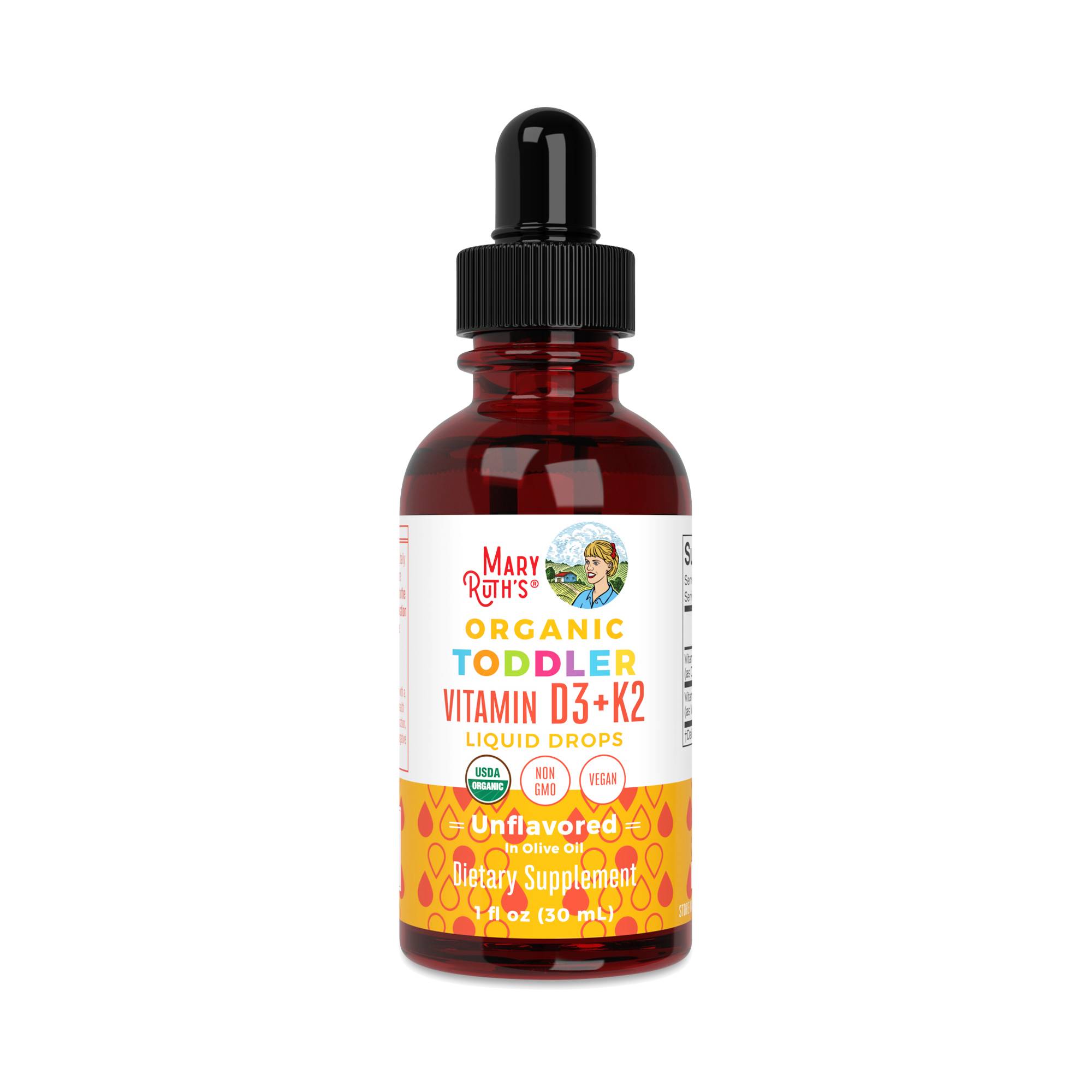 Toddler Vitamin D3+K2 Drops, Unflavored