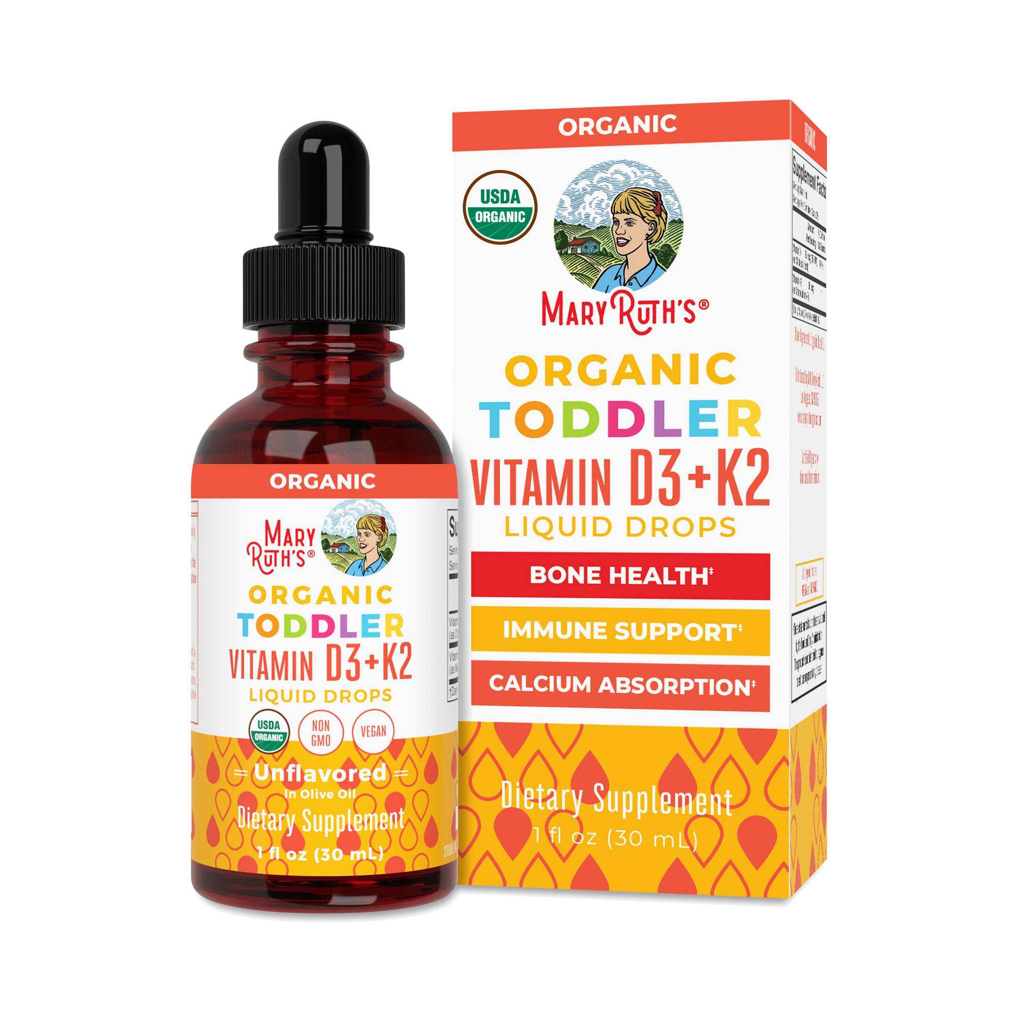 Toddler Vitamin D3+K2 Drops, Unflavored