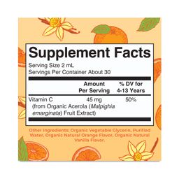 Kids Vitamin C Drops, Orange Vanilla