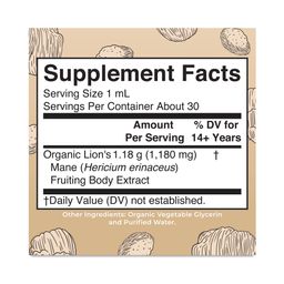 Organic Lion's Mane Mushroom Liquid Drops