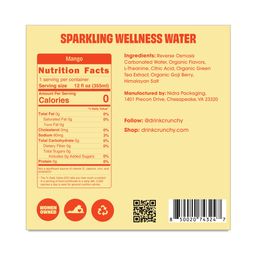 Sparkling Wellness Water Hydration + Energy, Mango