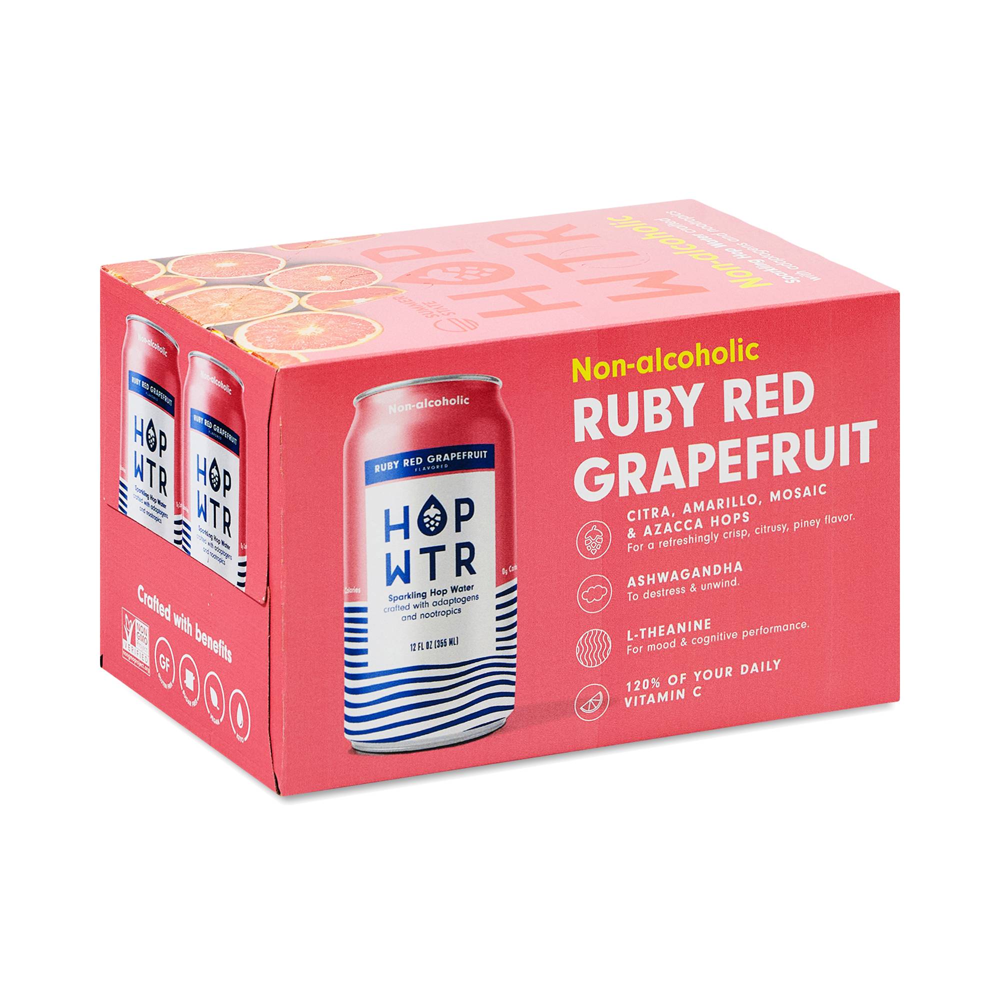 Sparkling Hop Water, Ruby Red Grapefruit