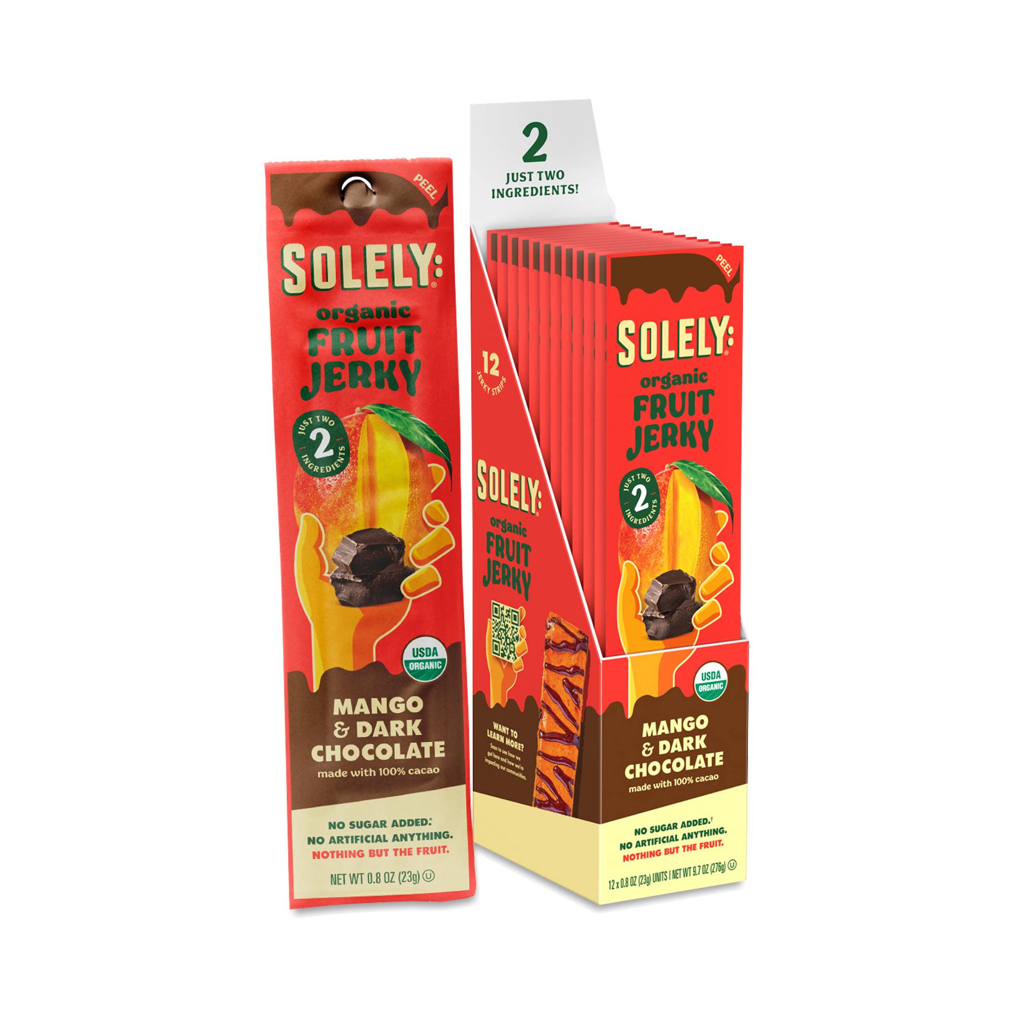 Organic Fruit Jerky, Mango & Dark Chocolate, Snack Pack