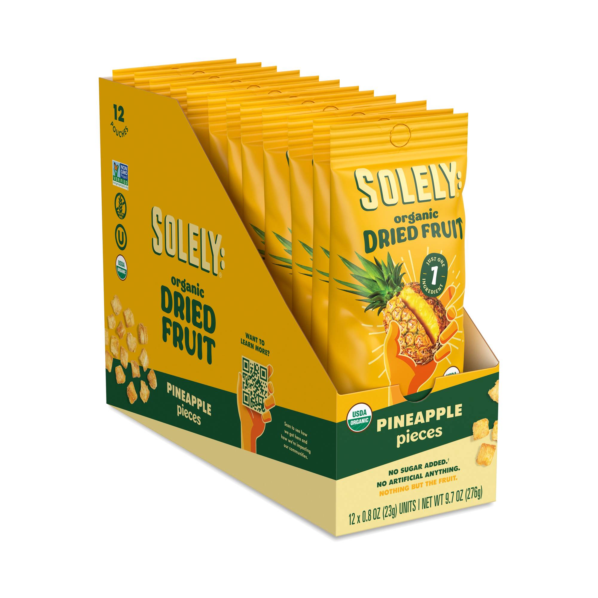 Organic Dried Fruit, Pineapple Pieces, Snack Pack