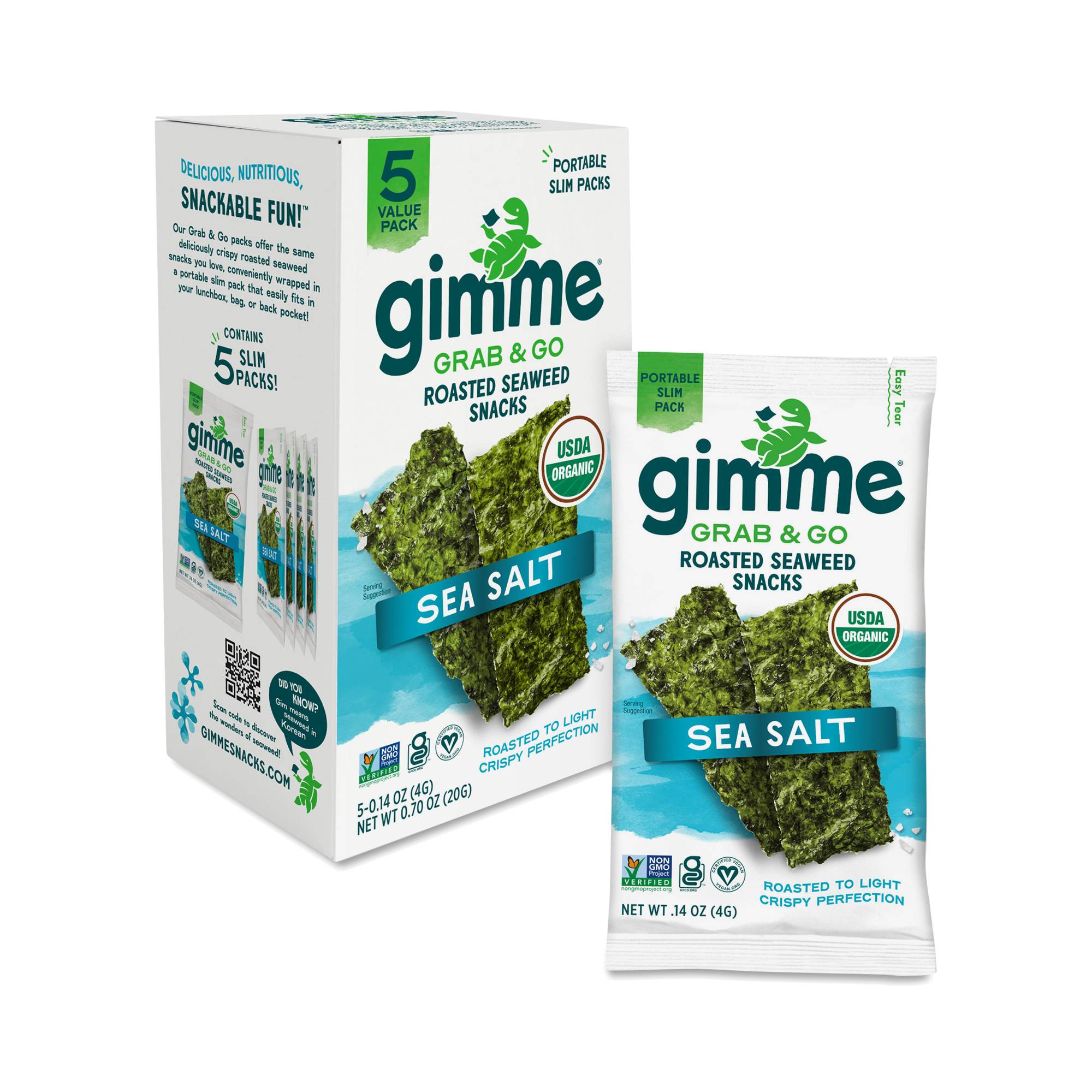 Organic Roasted Seaweed, Sea Salt, Grab & Go Snack Pack