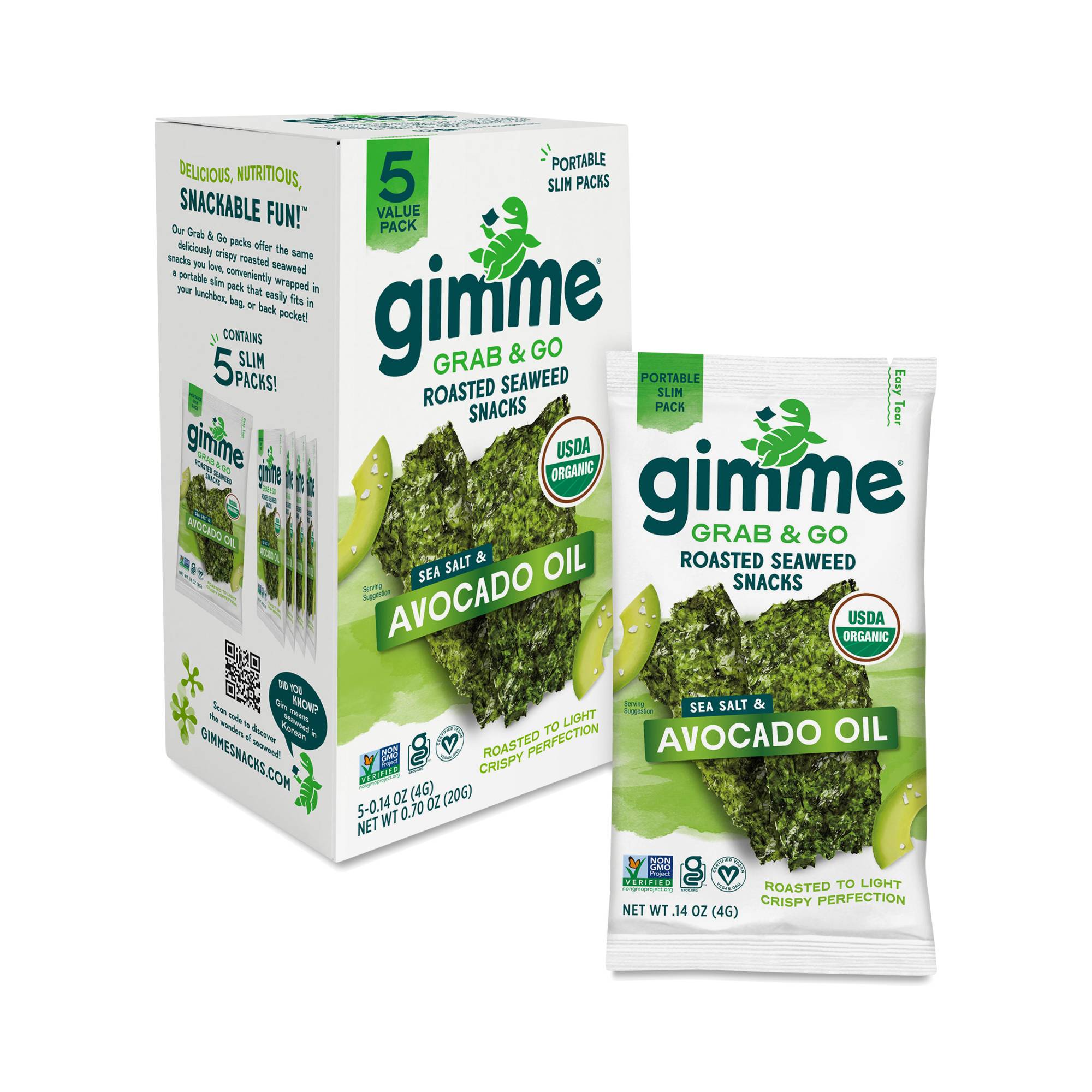Organic Roasted Seaweed, Sea Salt & Avocado Oil, Grab & Go Snack Pack