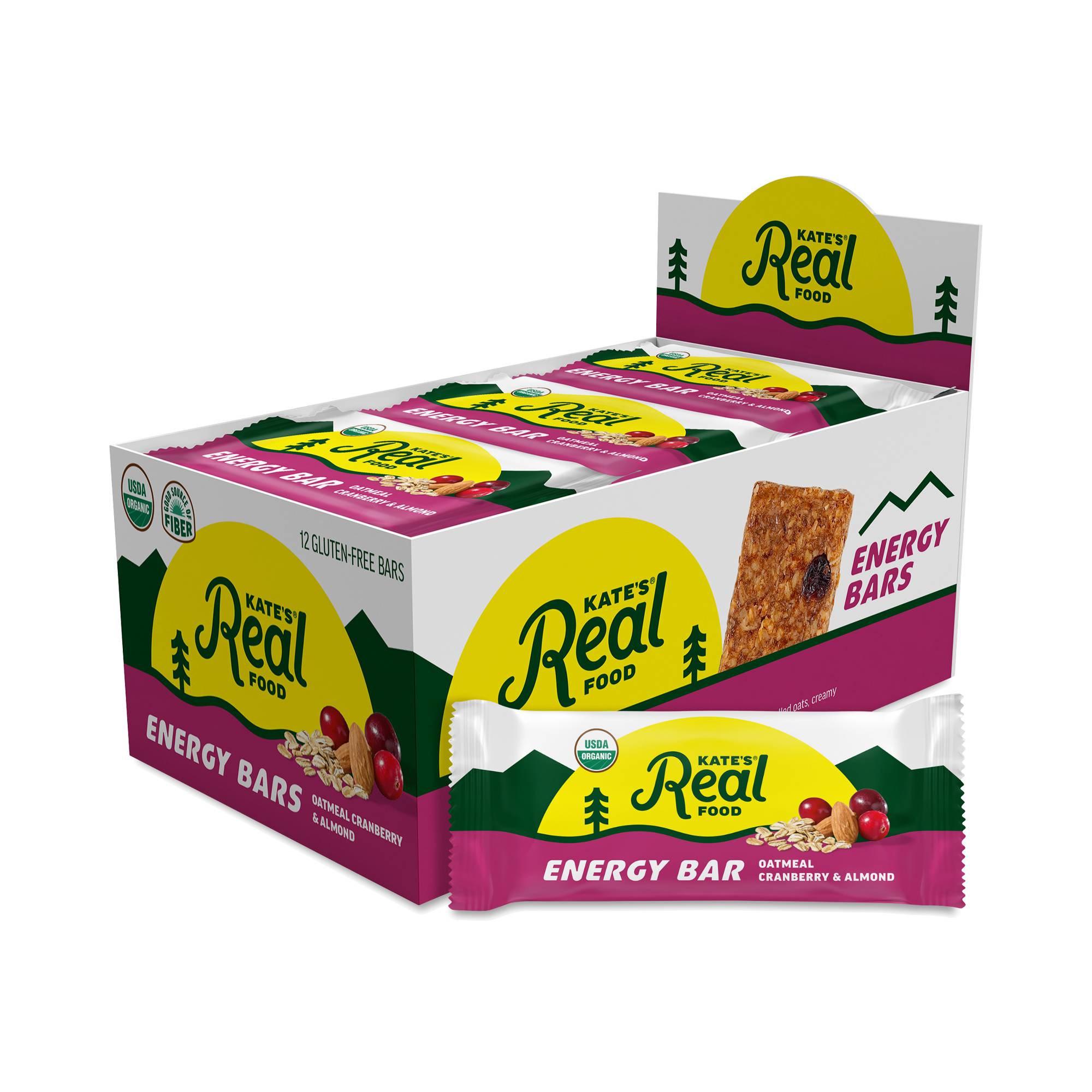 Organic Energy Bars, Oatmeal Cranberry & Almond