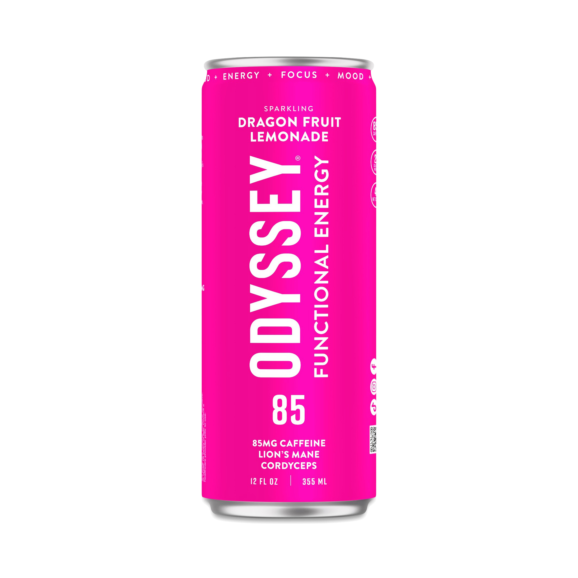ODYSSEY Sparkling Functional Energy Drink, Dragon Fruit Lemonade
