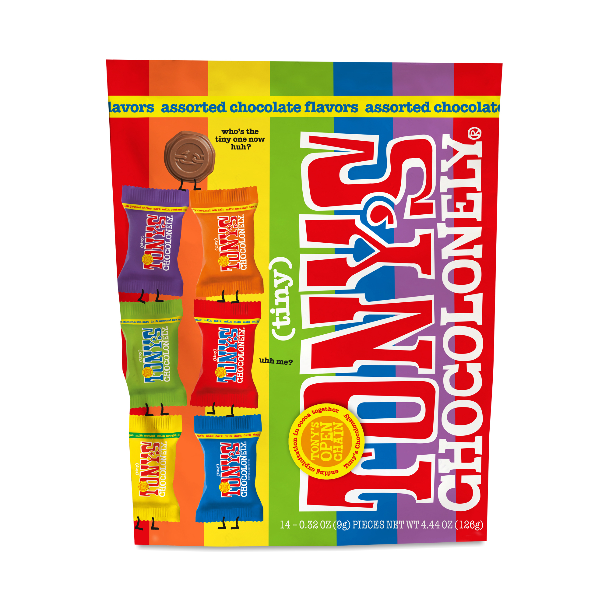 Tonys Chocolonely Tiny Tonys Assorted Chocolate Flavors 444 oz pouch