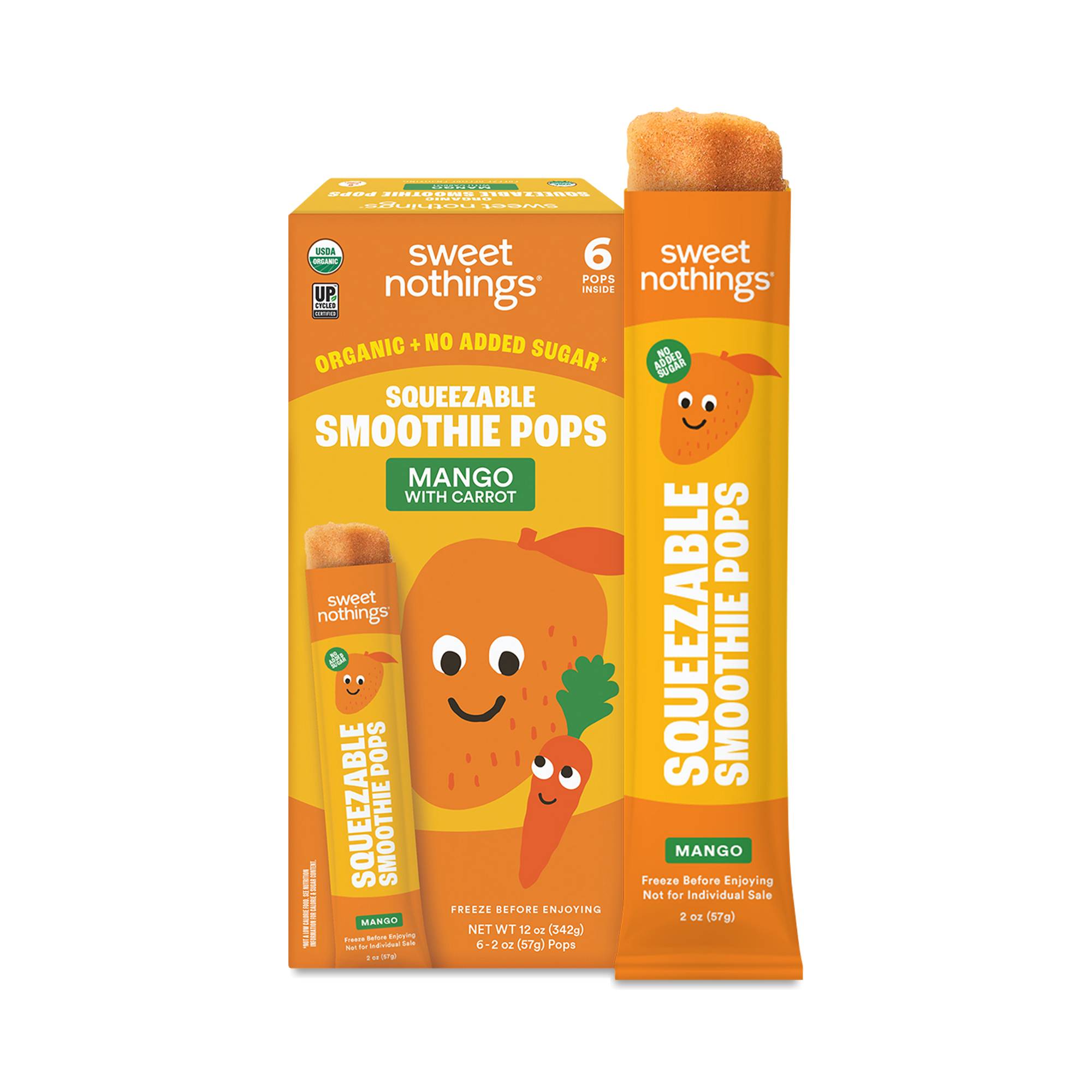 Kids Squeezable Smoothie Pops, Mango Carrot