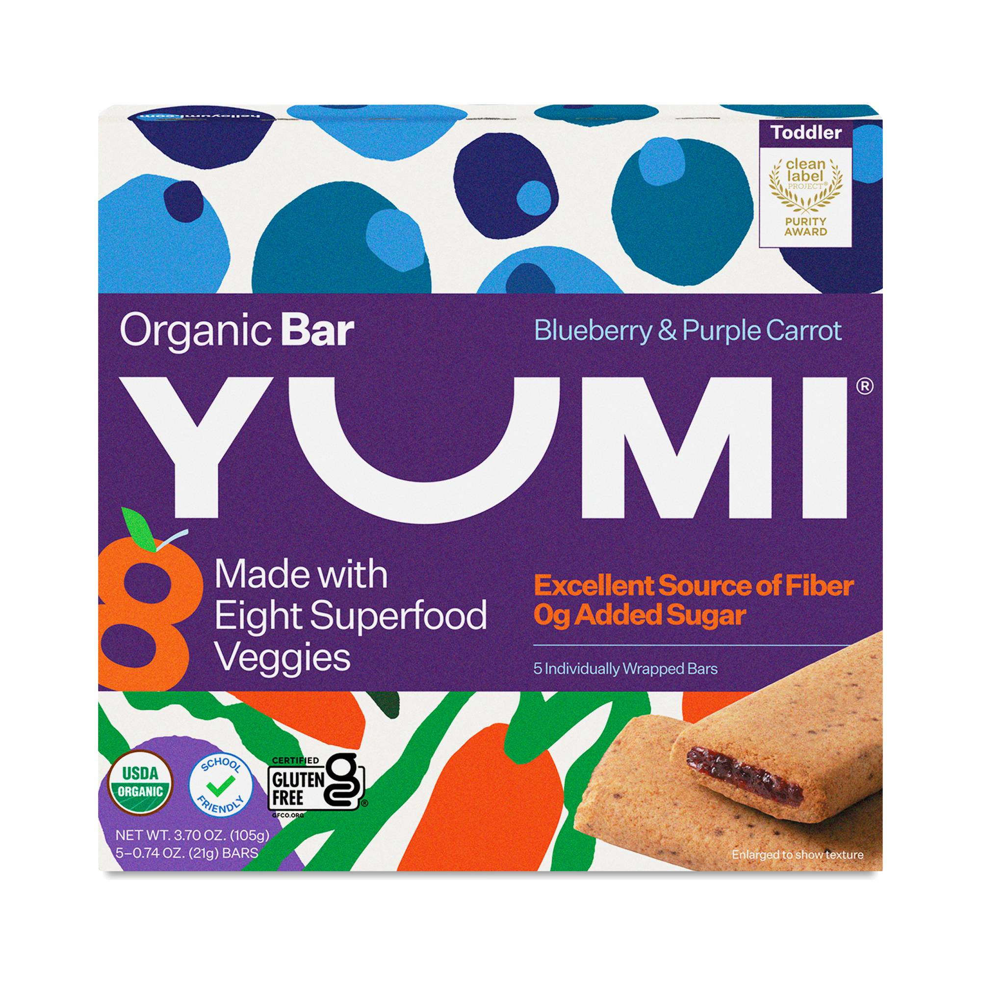 Organic Superfood Toddler Bars, Blueberry & Purple Carrot