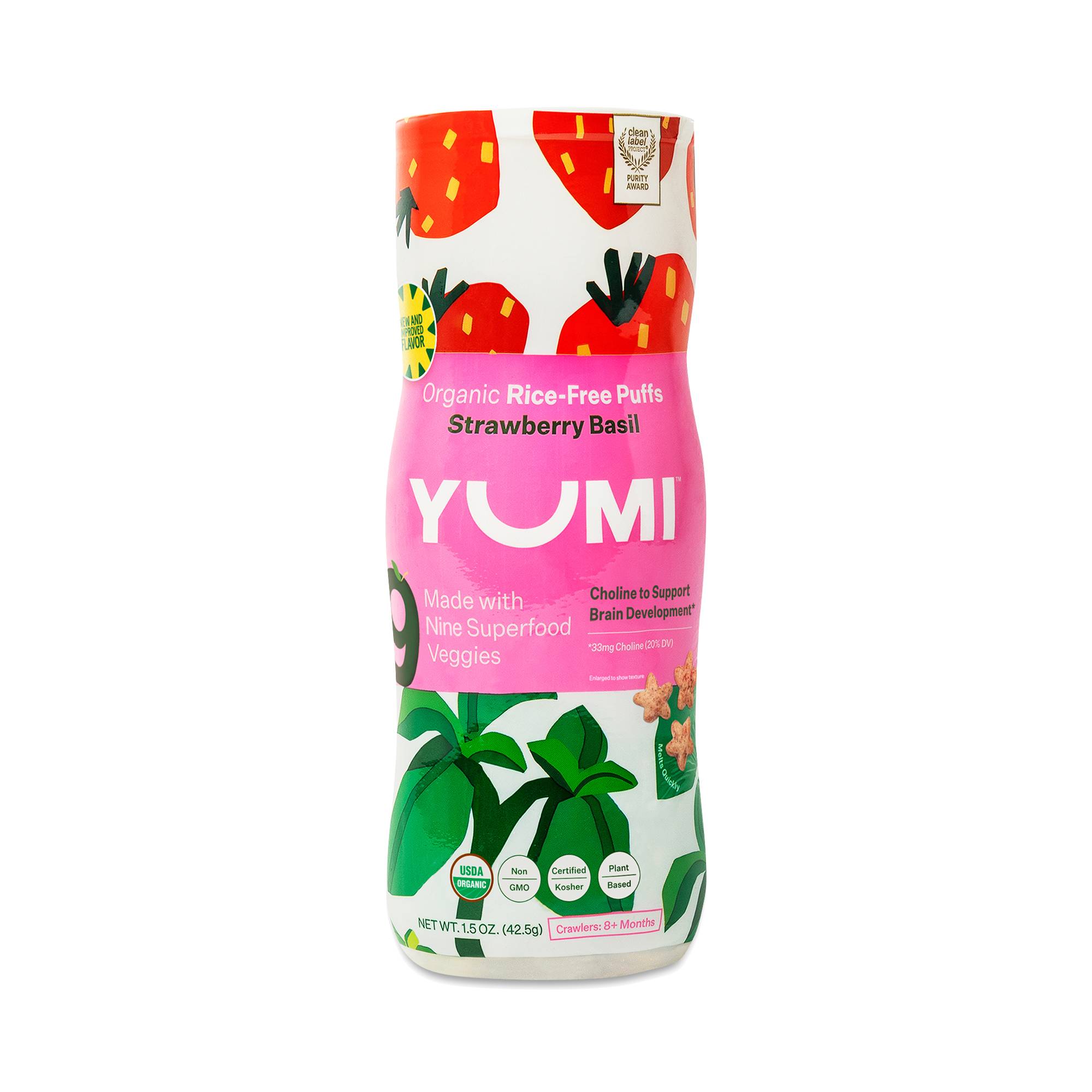 Organic Superfood Rice-Free Puffs, Strawberry Basil