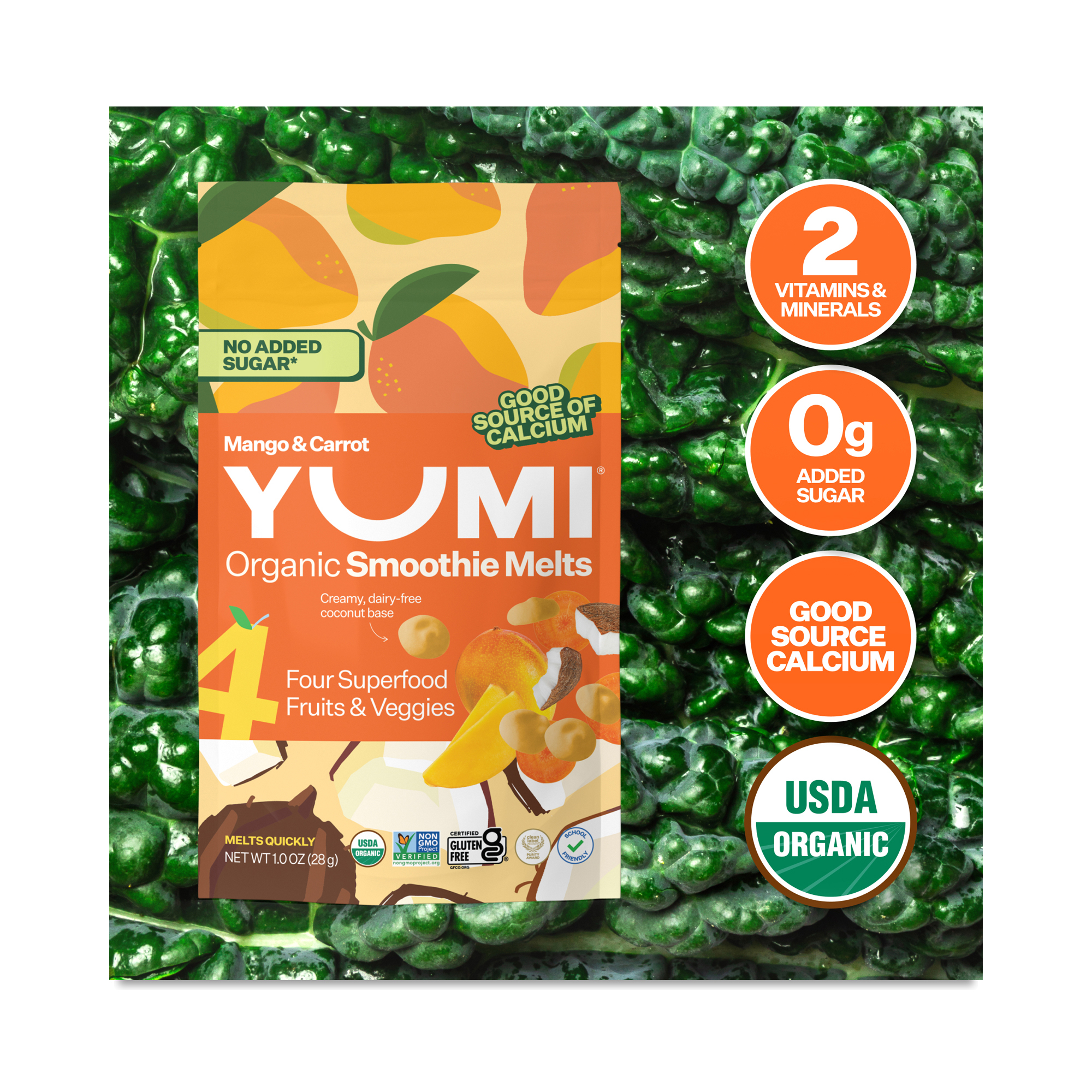 YUMI Organic Superfood Smoothie Melts, Mango & Carrot | Thrive Market