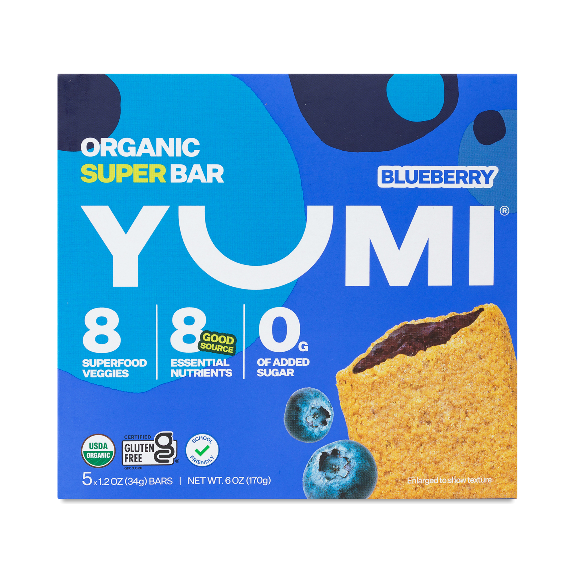 YUMI Organic Superfood Kids Bars, Blueberry