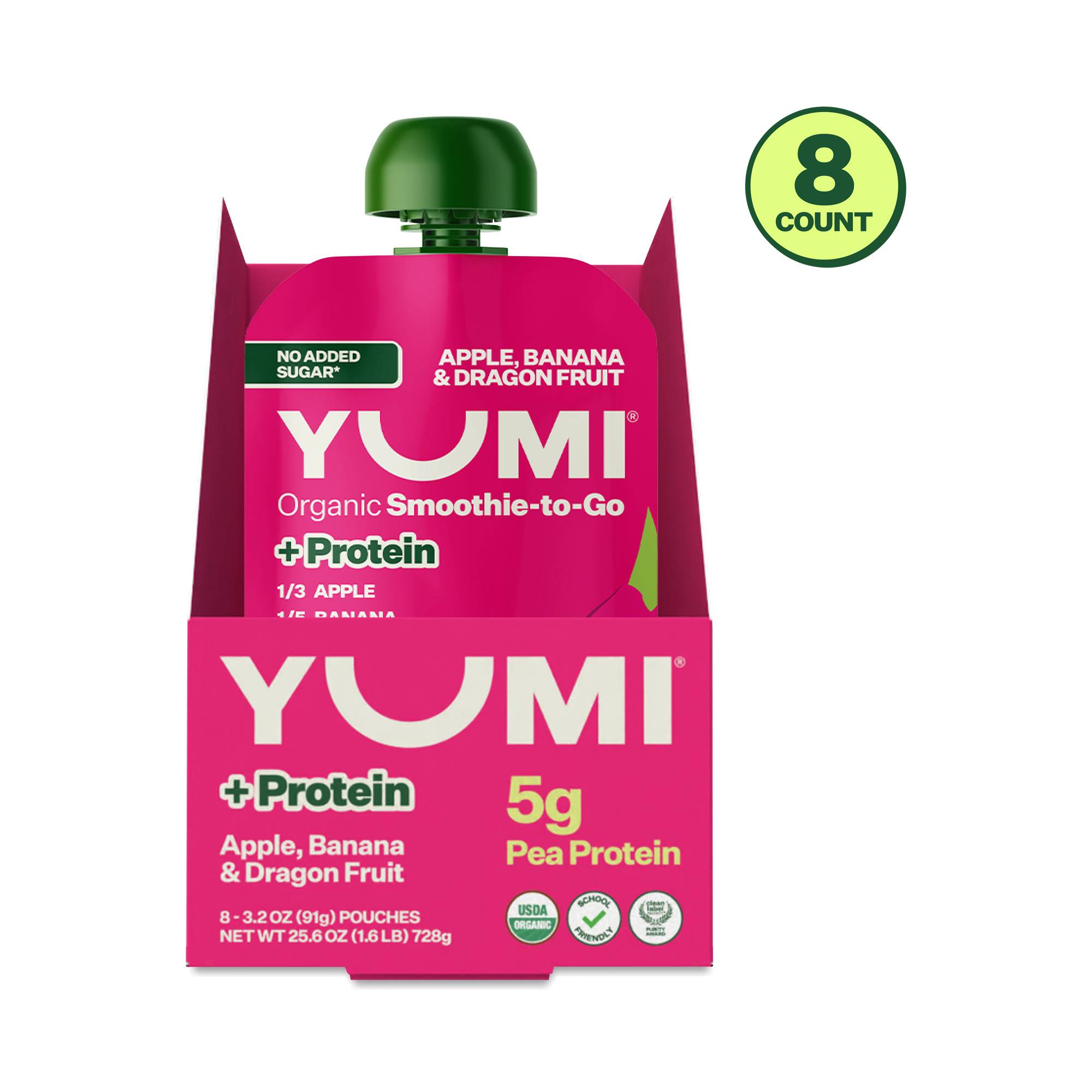 Organic Smoothie-to-Go +Protein, Apple, Banana & Dragonfruit