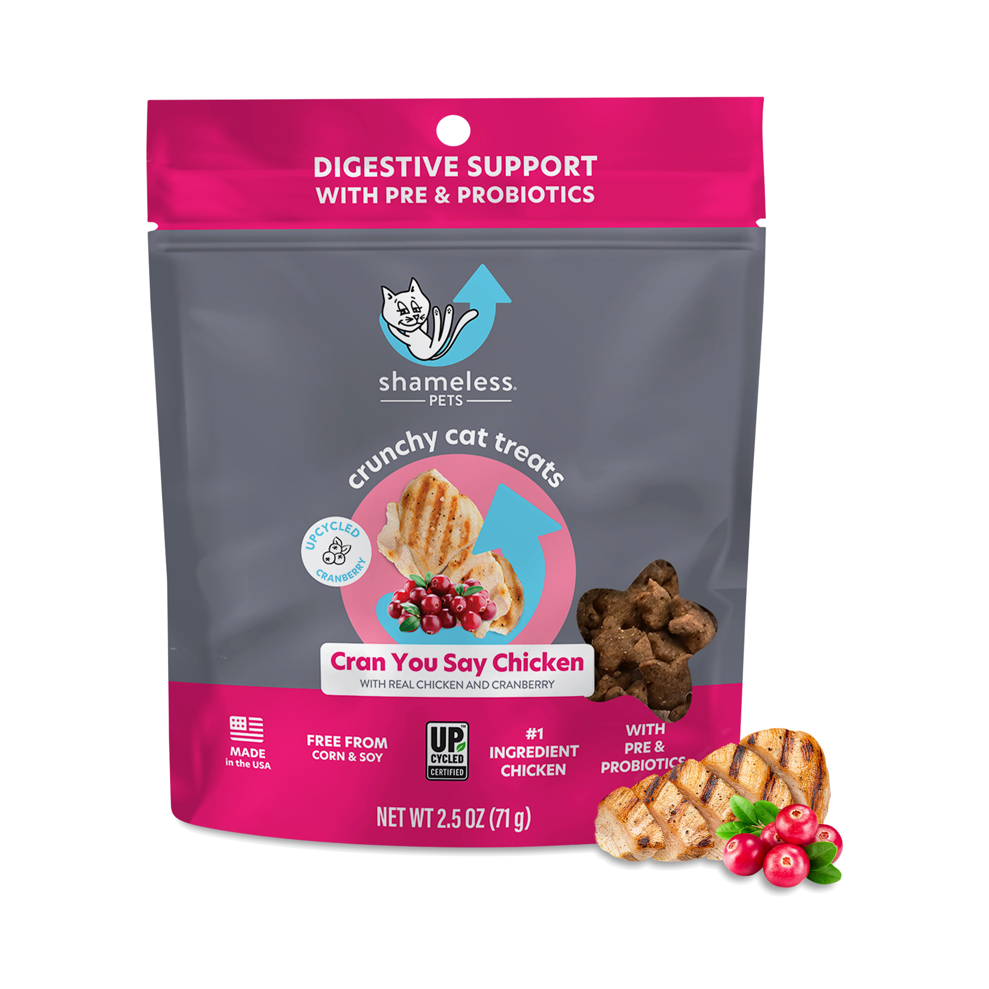 Shameless Pets Crunchy Cat Treats, Cran You Say Chicken Thrive Market
