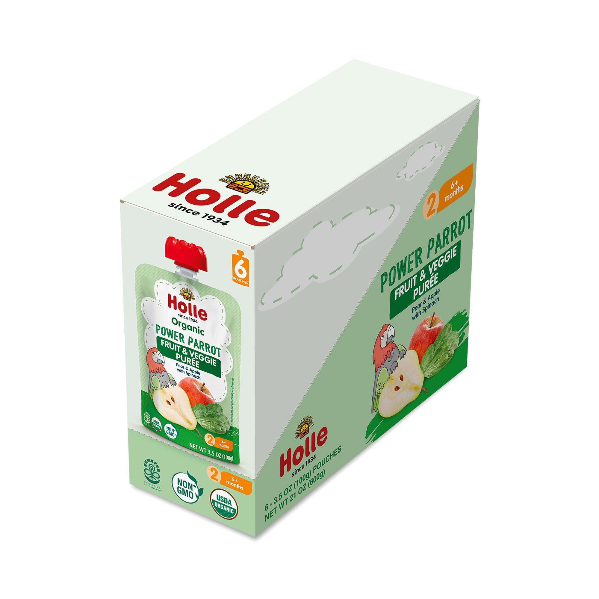 Power Parrot Baby Food, Pear & Apple with Spinach