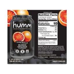 Zero Sugar Probiotic Kombucha, Blood Orange