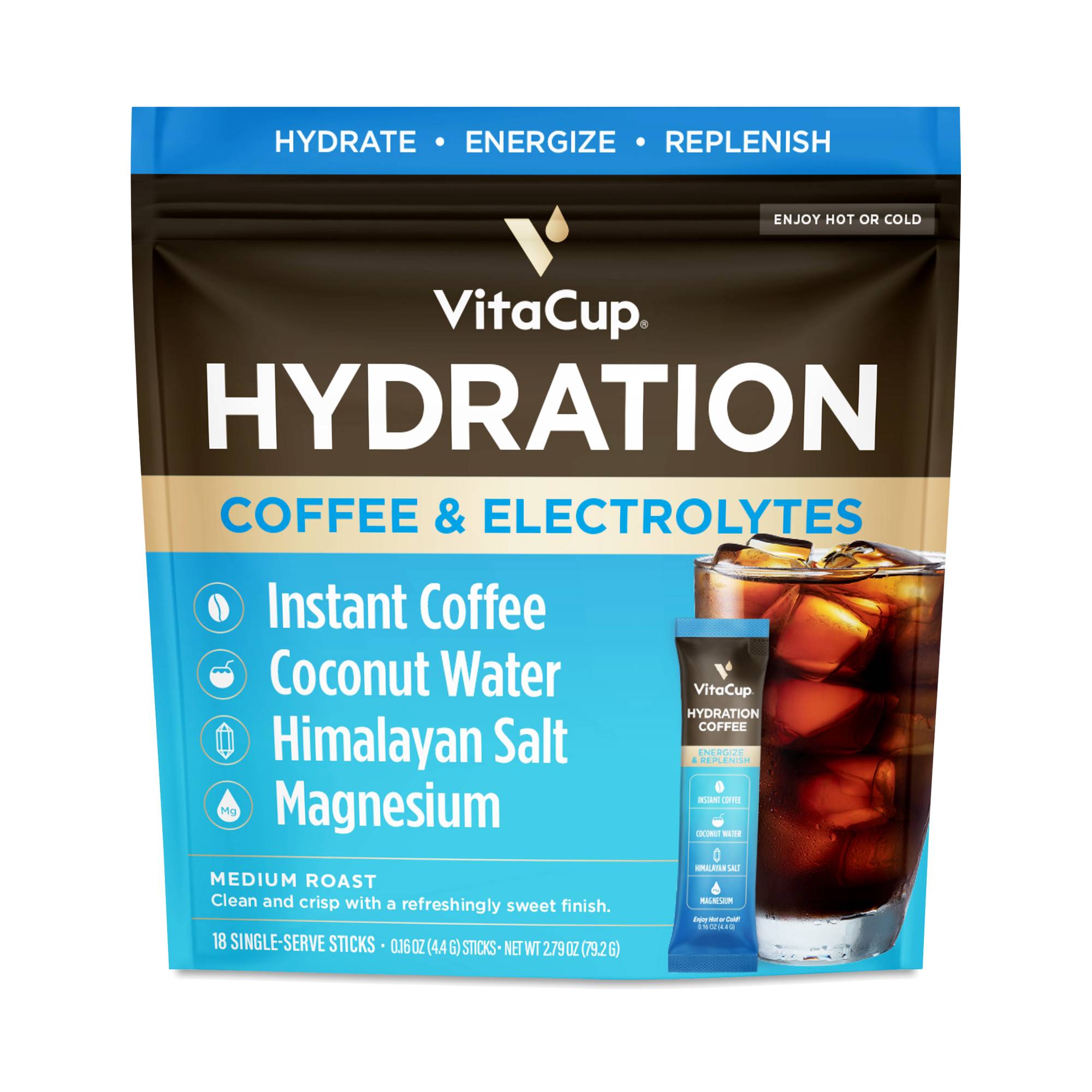 Instant Coffee Sticks, Coffee & Electrolytes