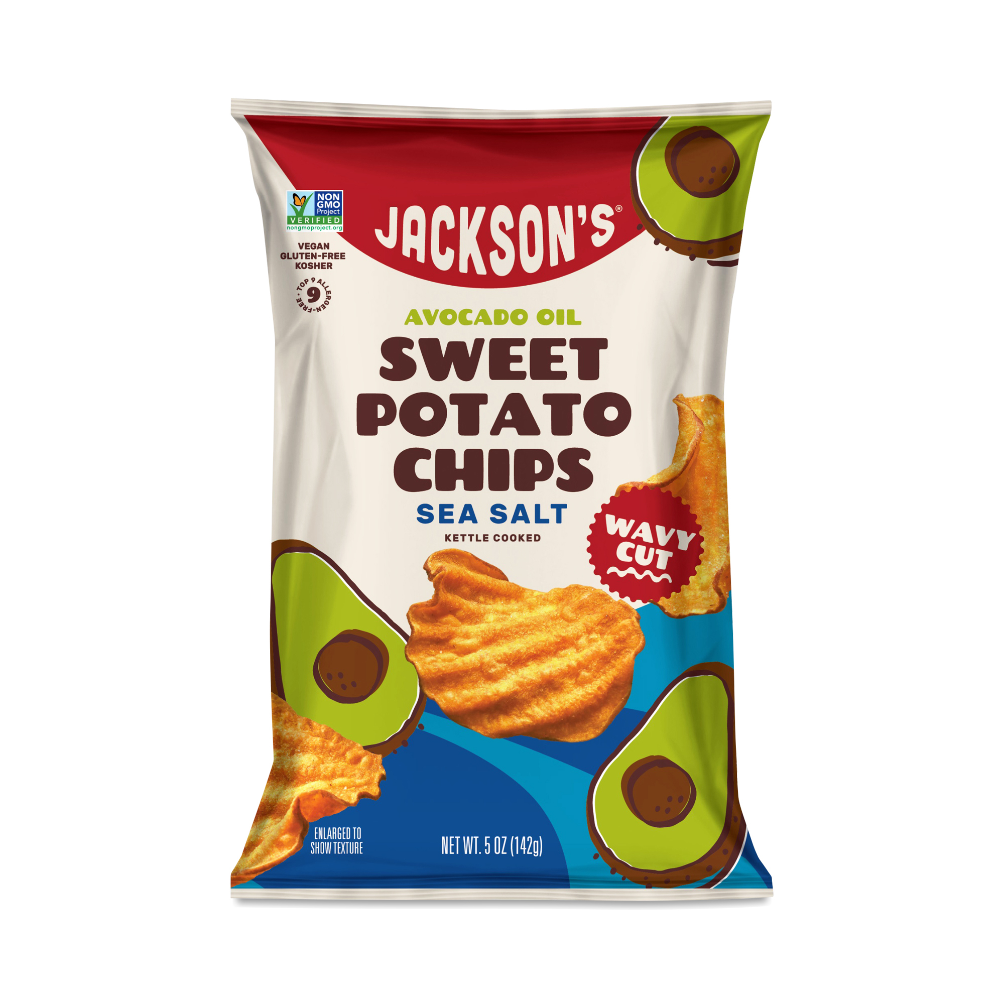 Jackson's Avocado Oil Sweet Potato Chips, Wavy Sea Salt | Thrive