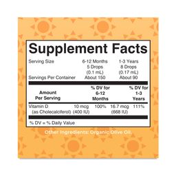 Infant & Toddler Organic Vitamin D3 Drops, Unflavored