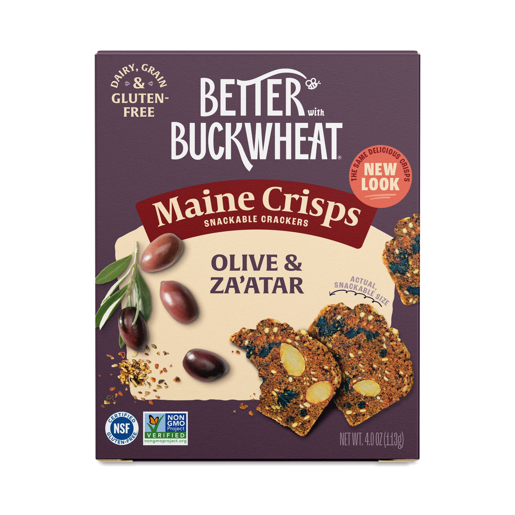 Maine Crisp Buckwheat Crackers, Olive & Za'atar