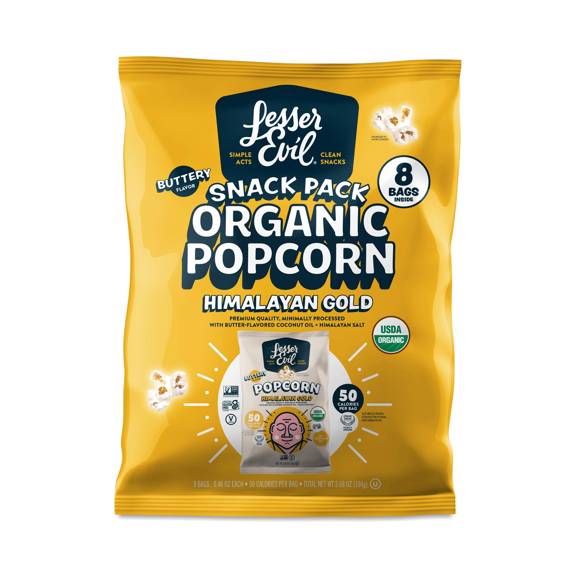 Organic Popcorn, Himalayan Gold, Snack Pack