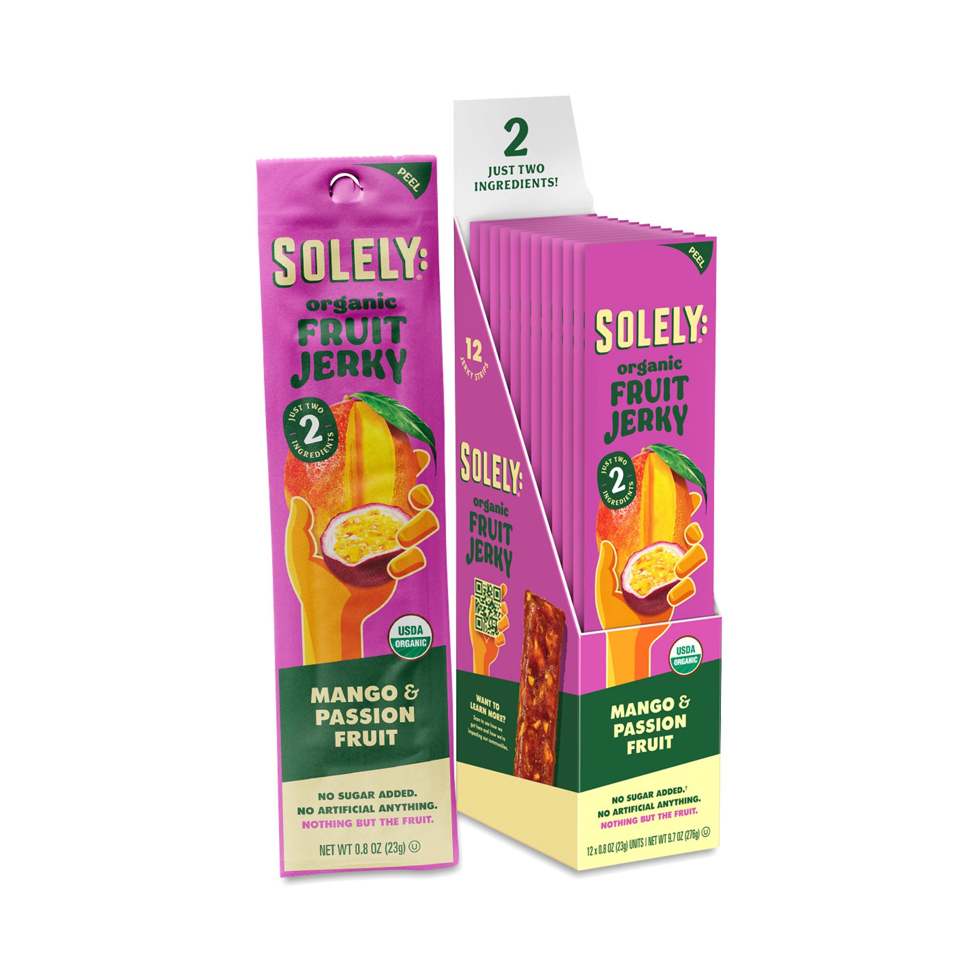 Organic Fruit Jerky, Mango & Passion Fruit, Snack Pack