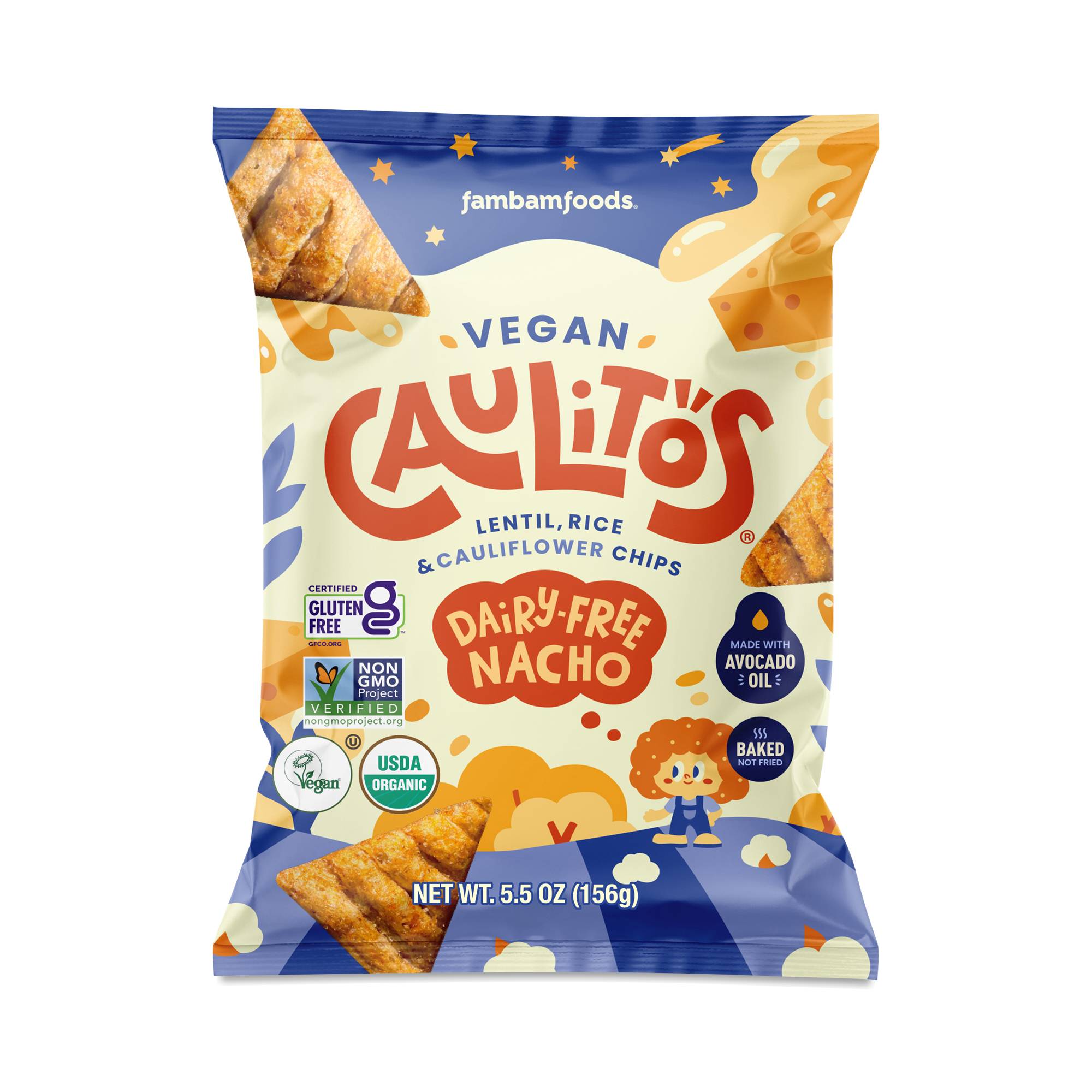 Lentil, Rice & Cauliflower Chips, Dairy-Free Nacho