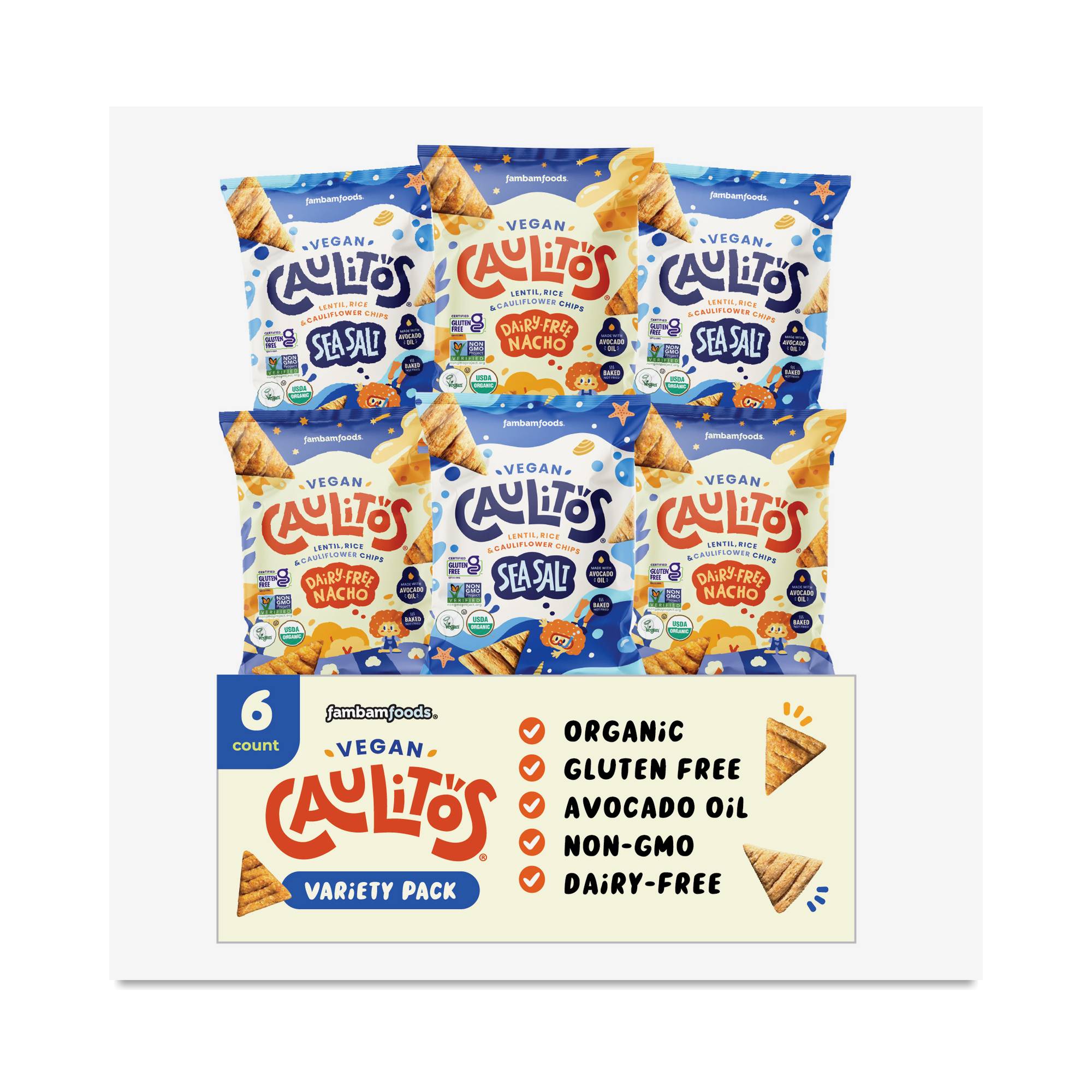 Lentil, Rice & Cauliflower Chips, Variety Pack