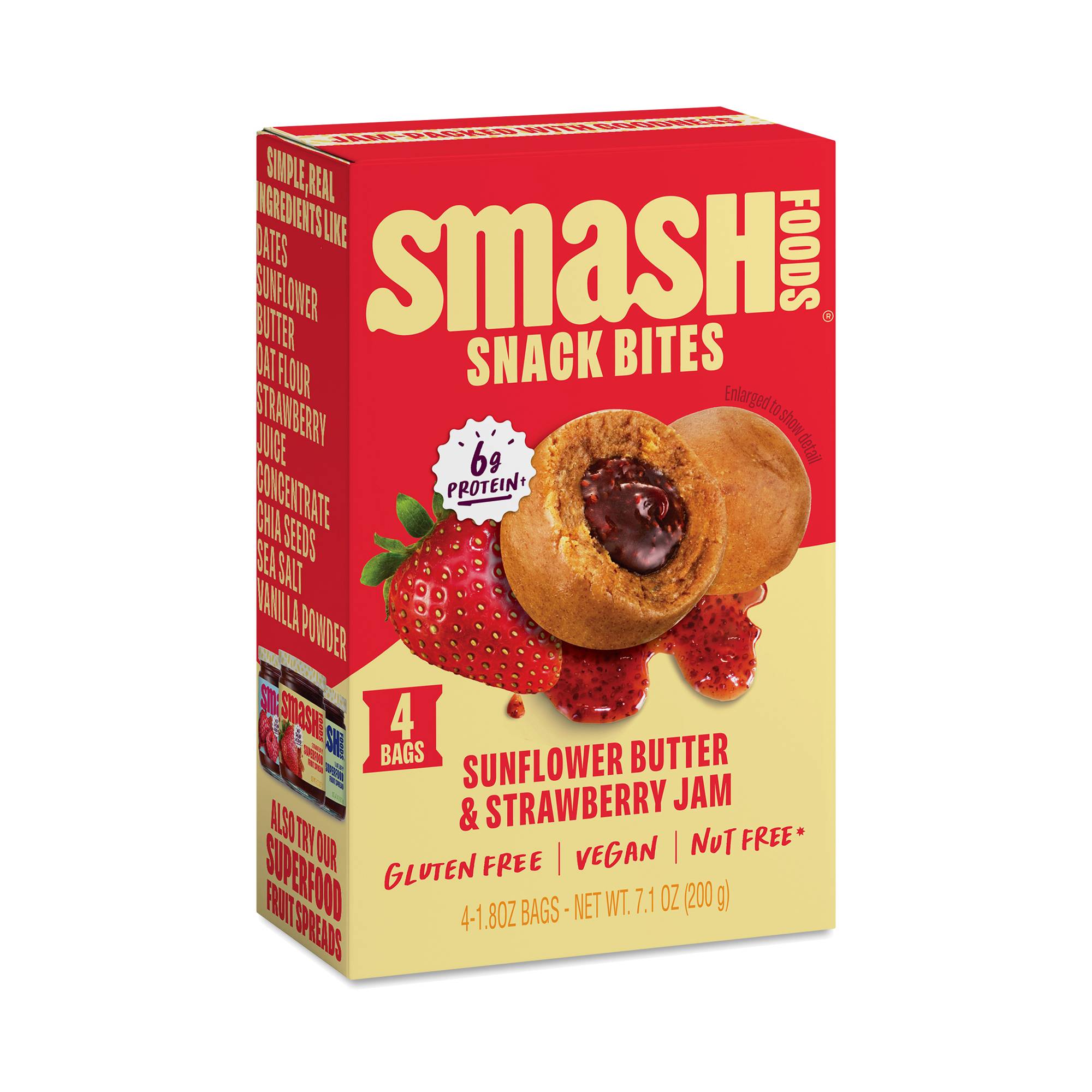 Snack Bites, Sunflower Butter & Strawberry Jam