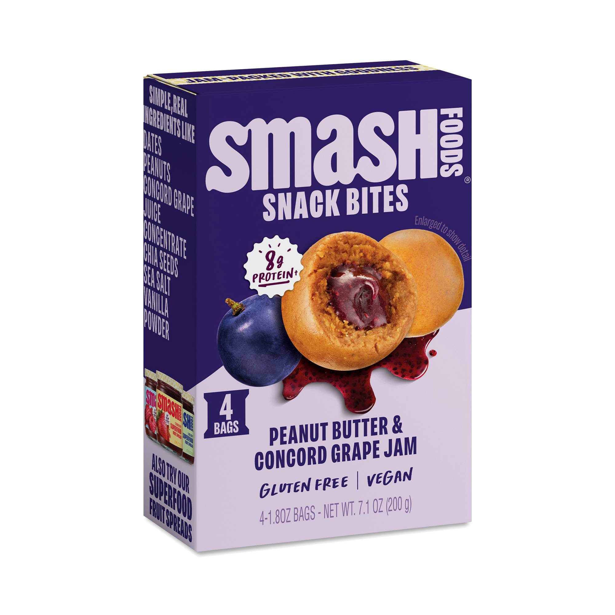 Snack Bites, Peanut Butter & Concord Grape Jam
