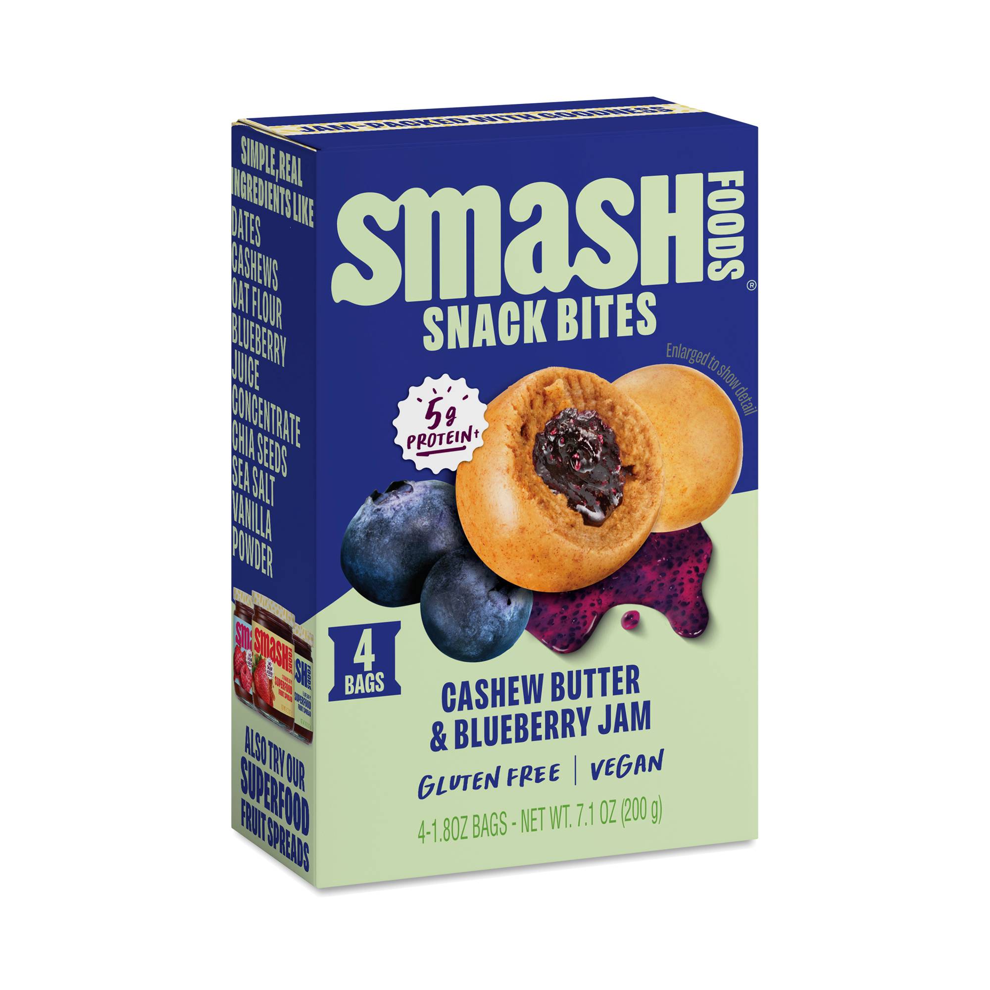 Snack Bites, Cashew Butter & Blueberry Jam