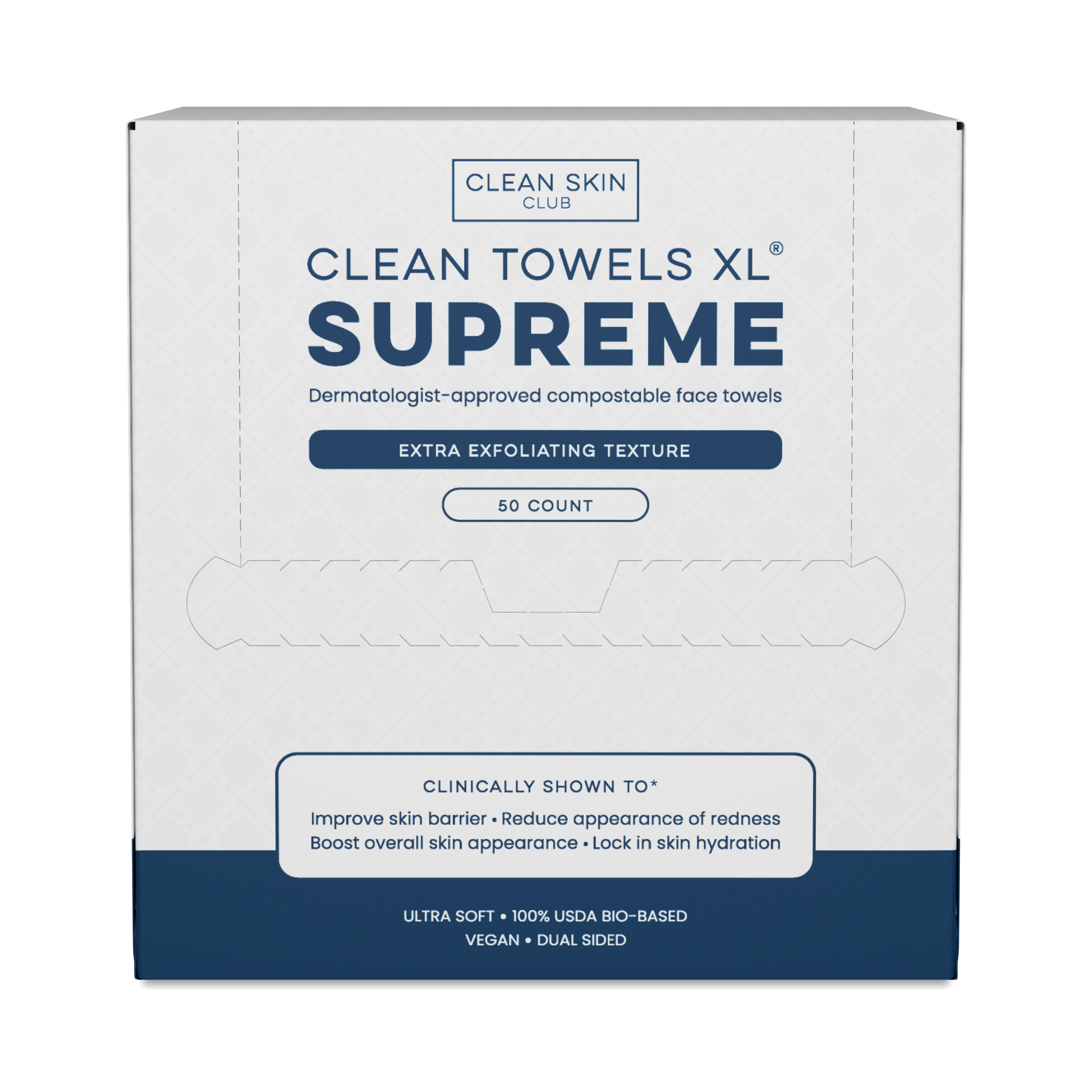 Clean Skin Club Clean Towels XL Disposable Face Towels Supreme 50 count