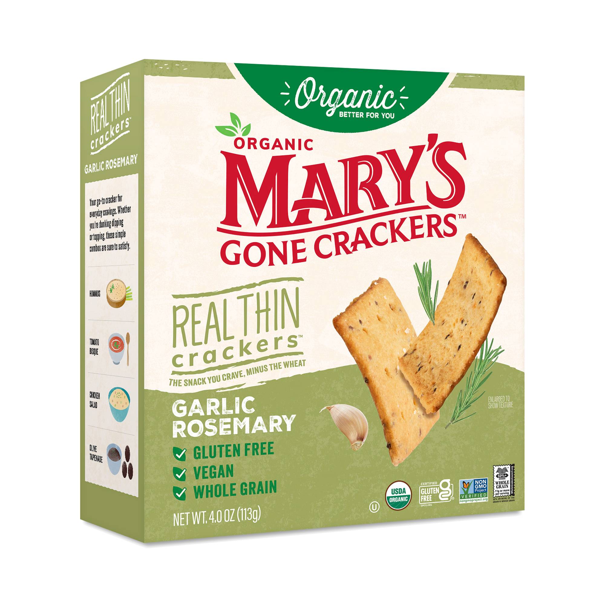 Organic Crackers, Garlic Rosemary Real Thin