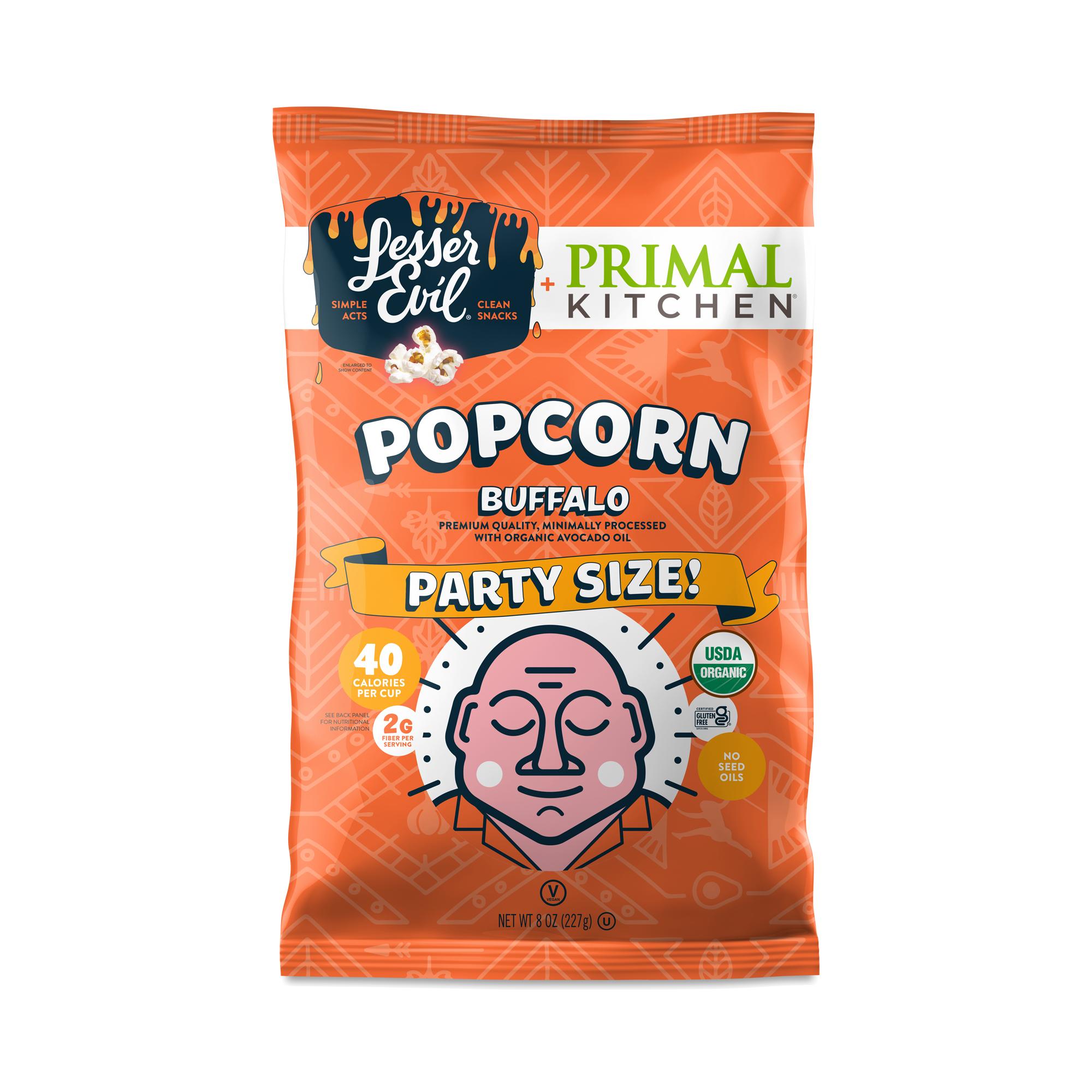 LesserEvil Organic Popcorn, Buffalo 8 oz bag